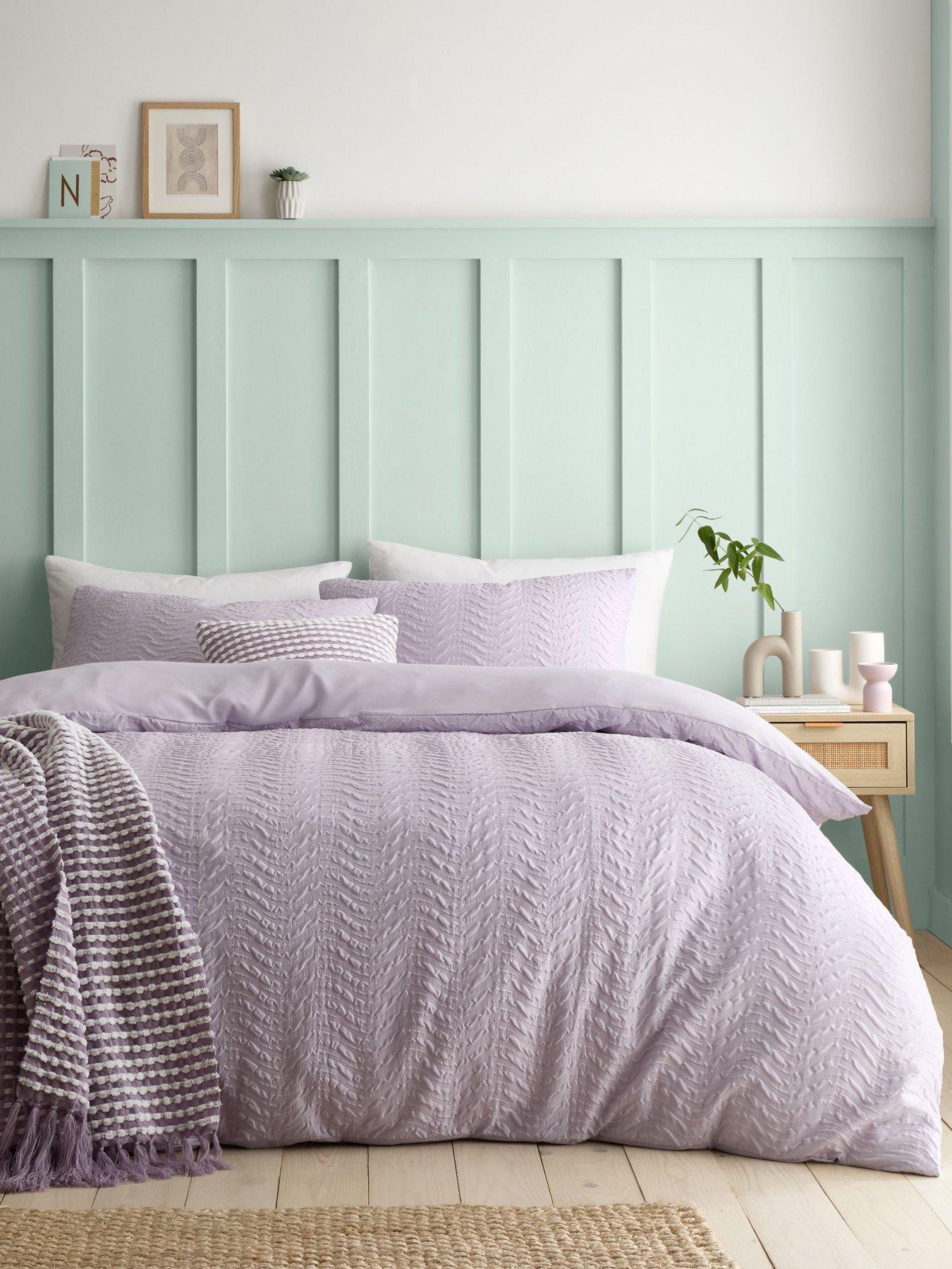 Catherine Lansfield Heatset Wave Duvet Set - Lilac