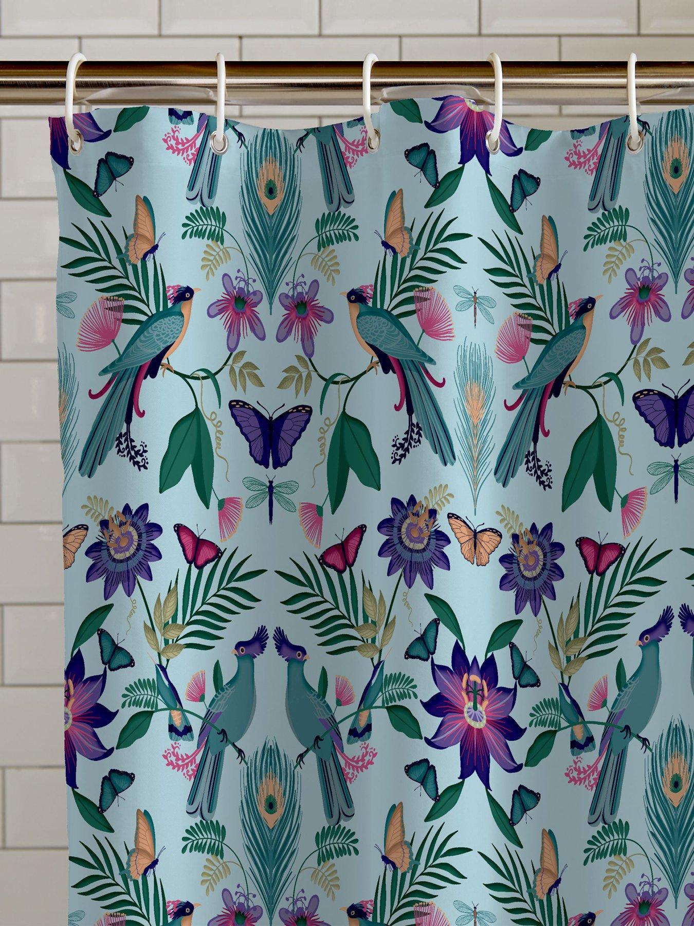 Image 2 of 2 of Catherine Lansfield Mya Tropical Bird Shower Curtain