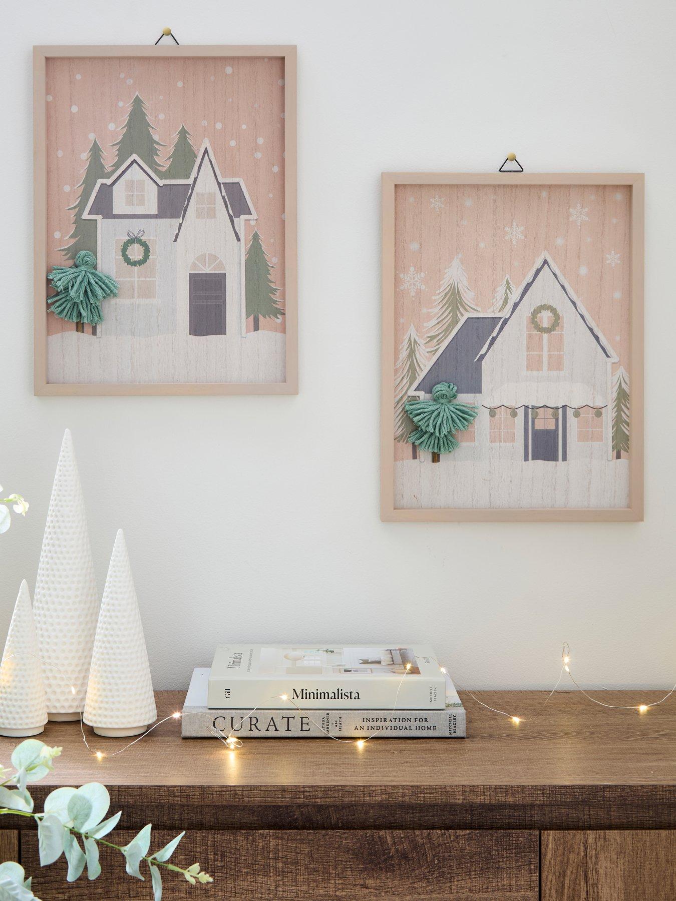 Very Home Set Of 2 Christmas Houses Wooden Art - FSC® Certified
