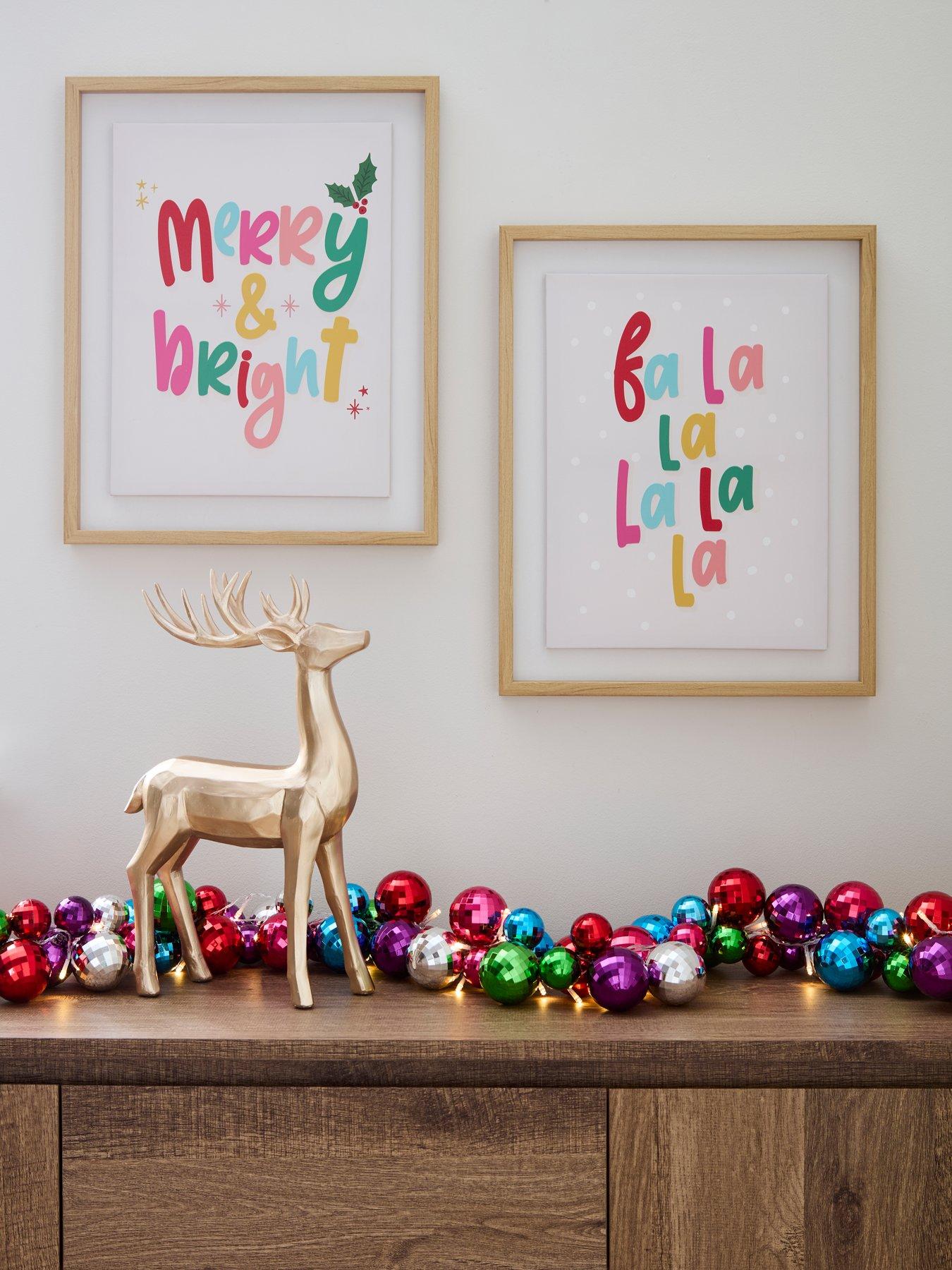 Very Home Set Of 2 Merry And Bright Slogan Wall Art - FSC® Certified
