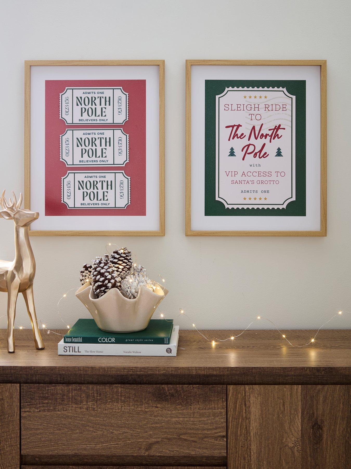 Very Home Set Of 2 North Pole Ticket Wall Art - FSC® Certified