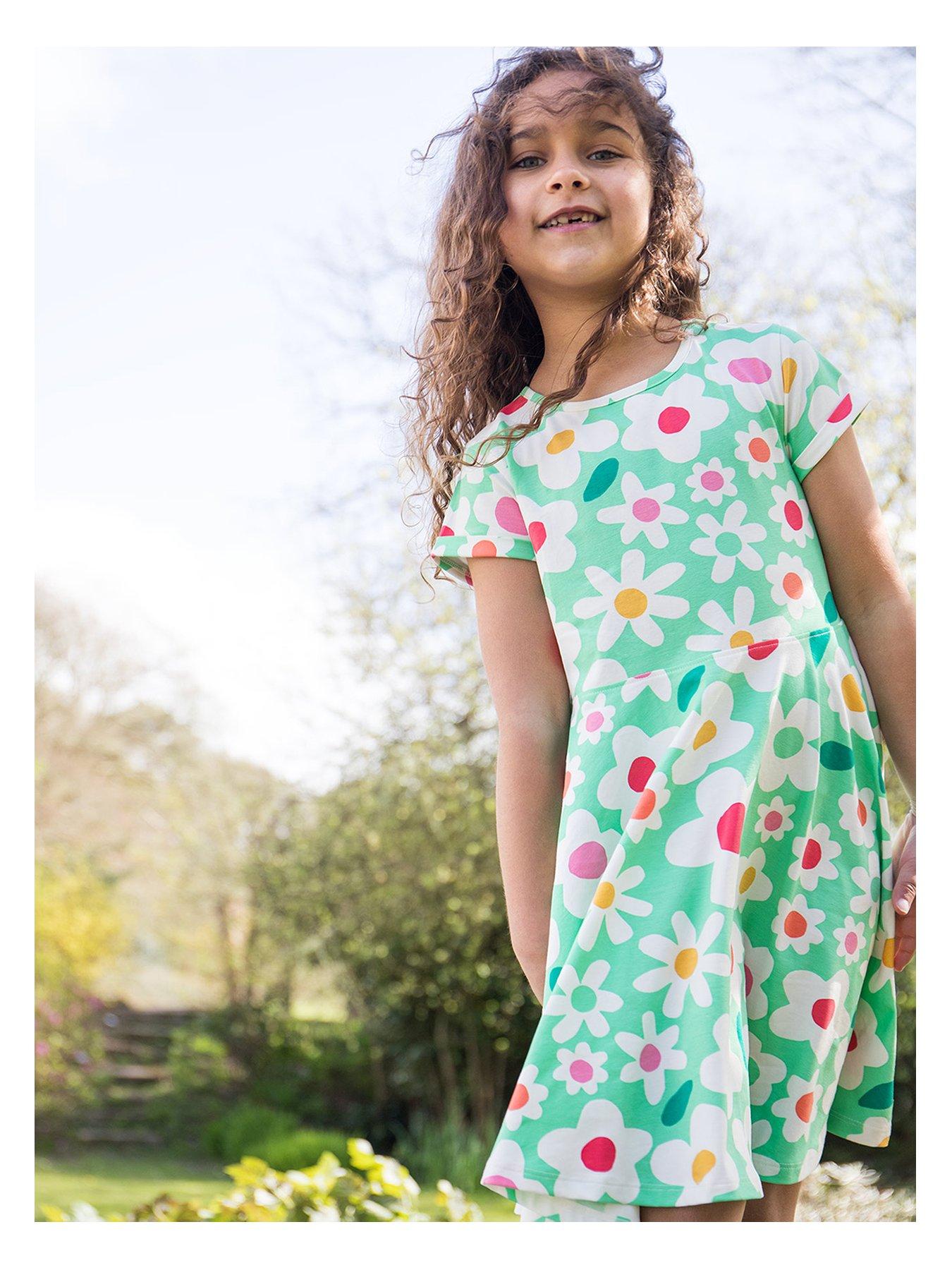 undefined Girls Spring Skater Dress - Green