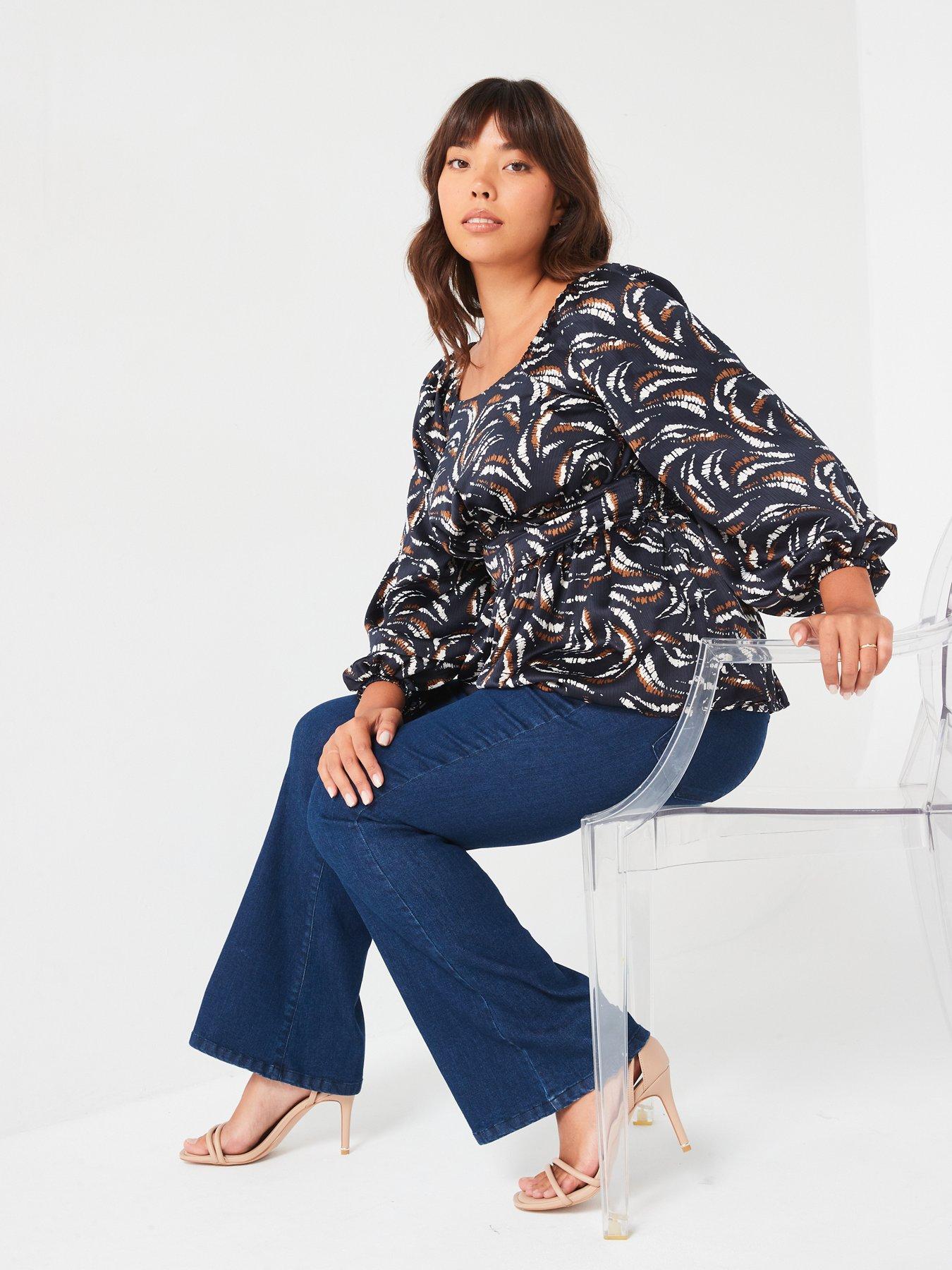 Image 4 of 6 of V by Very Curve Pull On Stretch Bootcut Jean - Blue