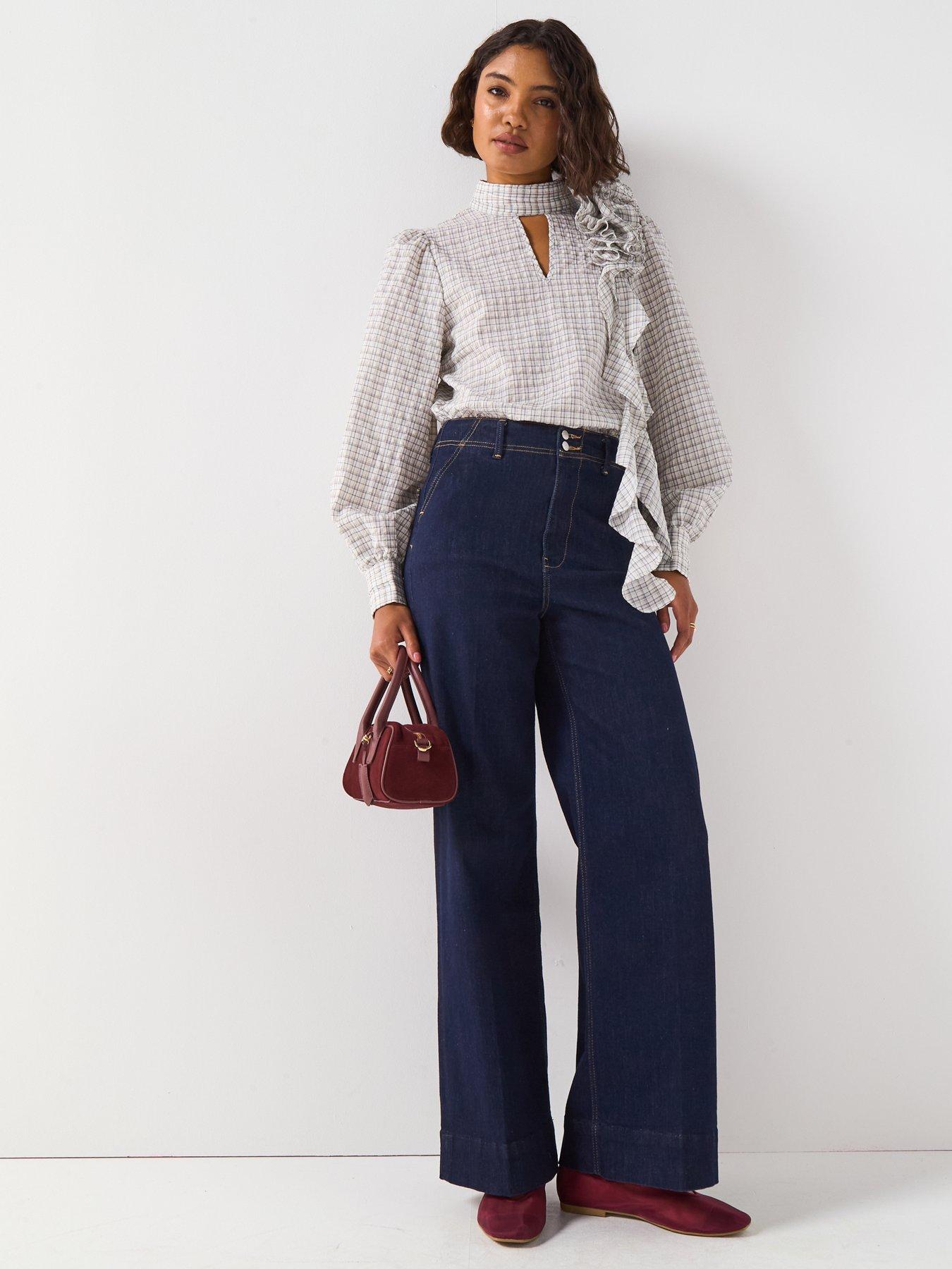 Image 3 of 6 of V by Very Corsage Check Blouse