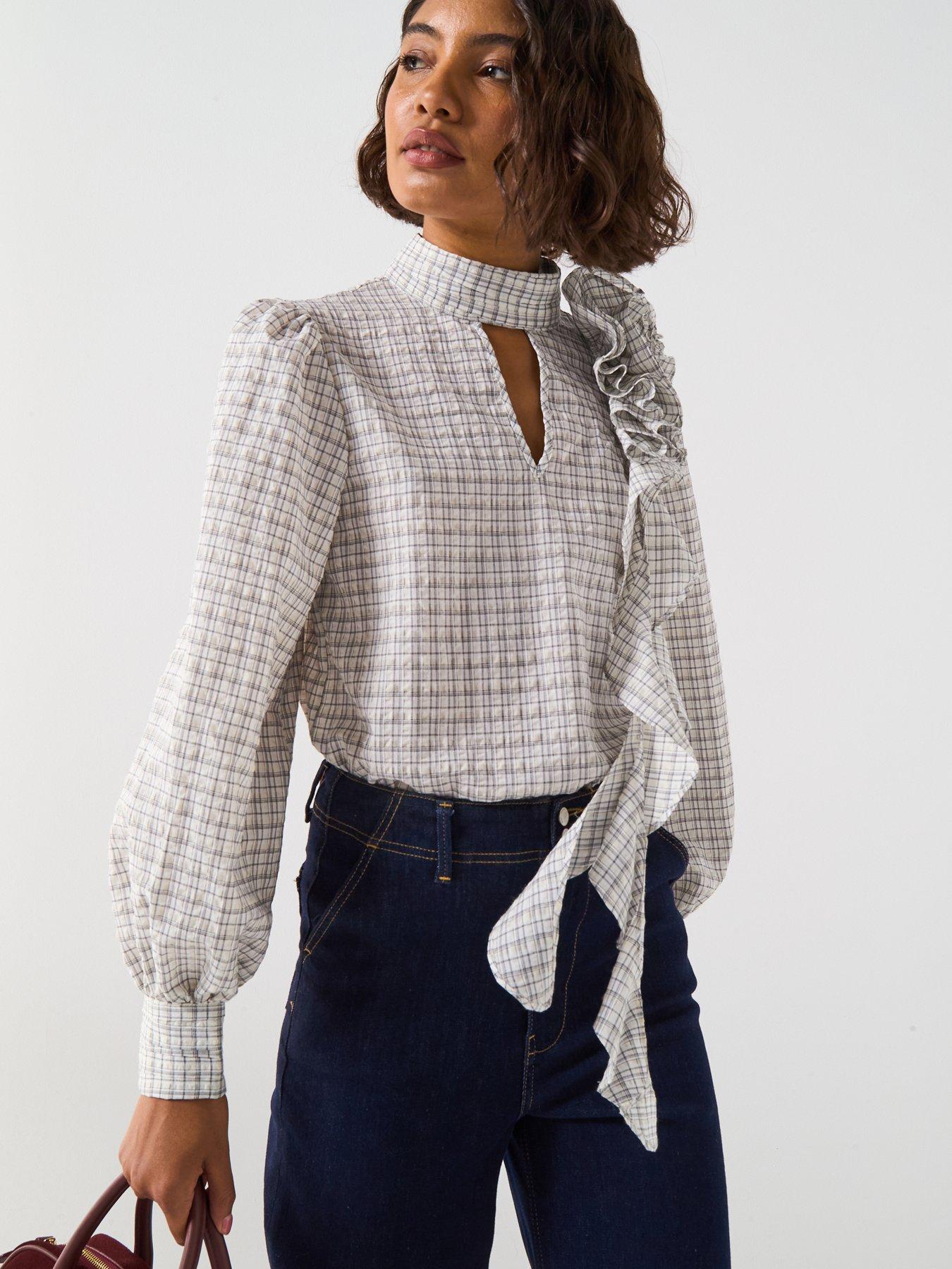 Image 6 of 6 of V by Very Corsage Check Blouse