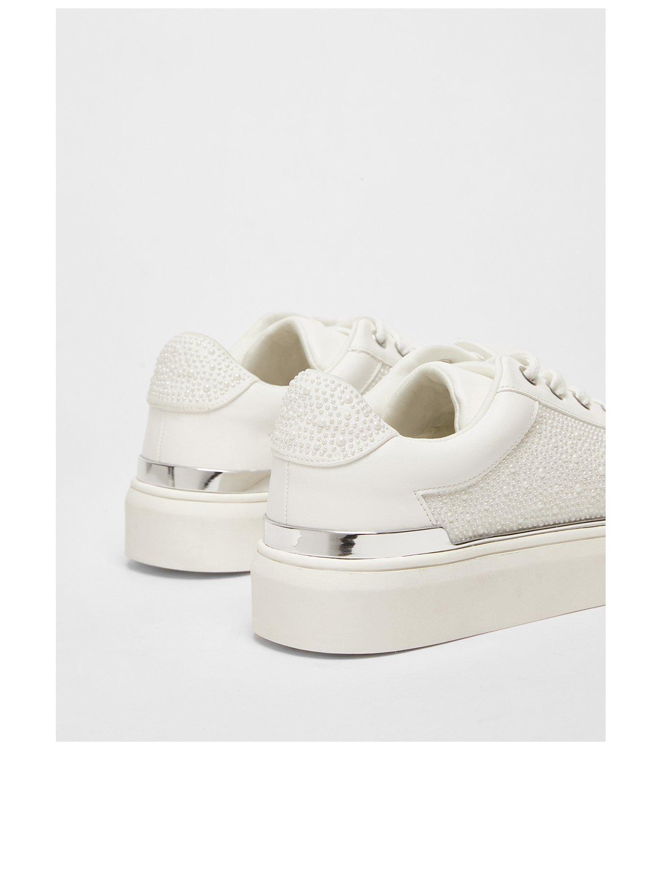 Image 3 of 5 of Quiz White Pearl Embellished Trainers