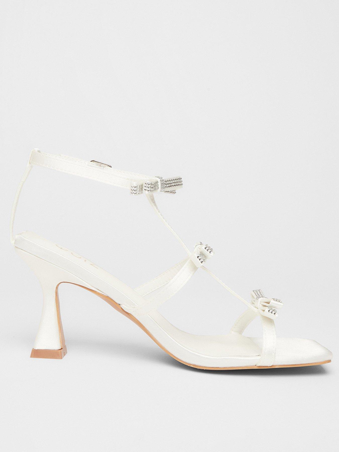 undefined Bridal White Diamante Bow Heels