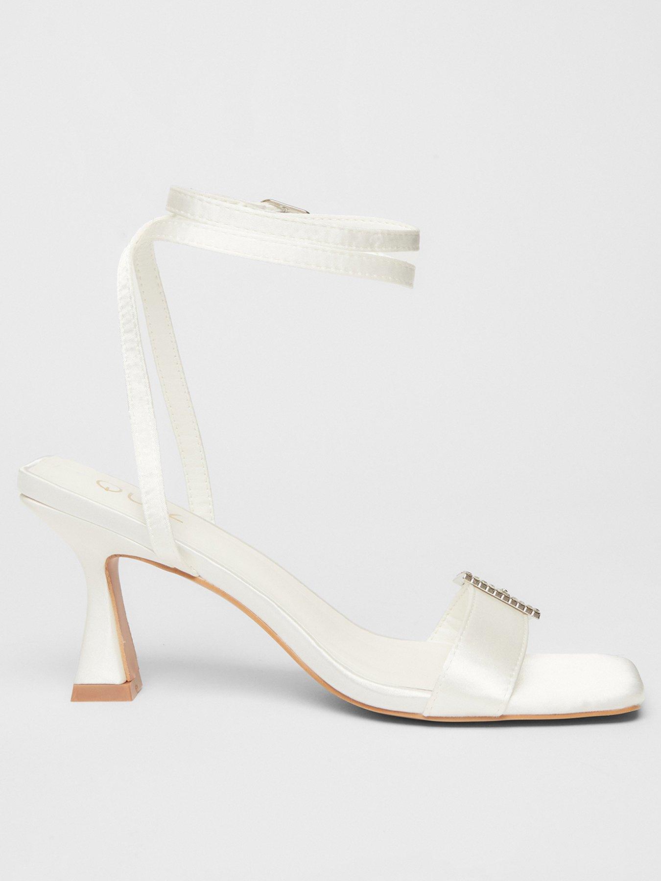 undefined Bridal White Flared Heels
