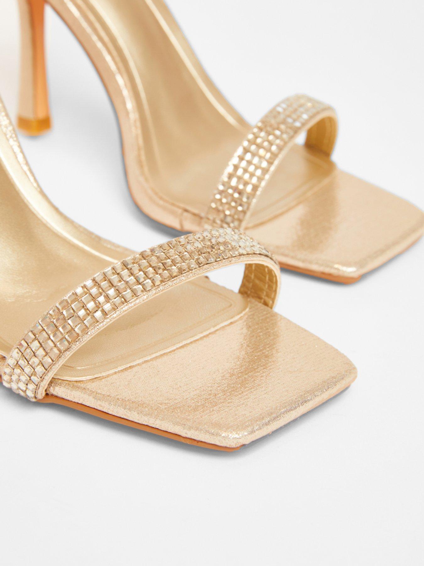 Quiz Gold Diamante High Heels Very