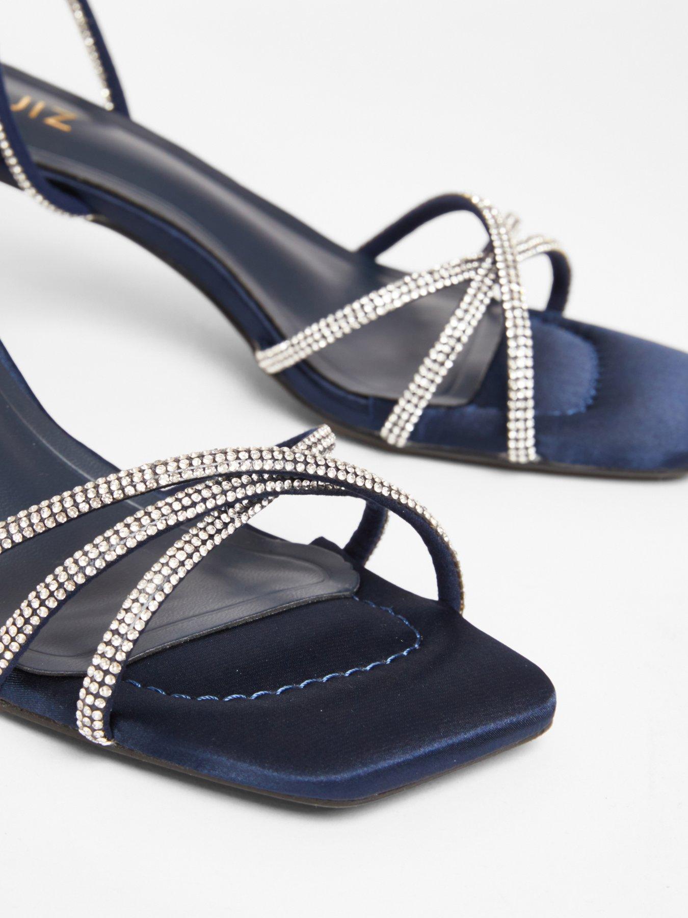 Quiz Navy Diamante Strappy Heeled Sandals Very