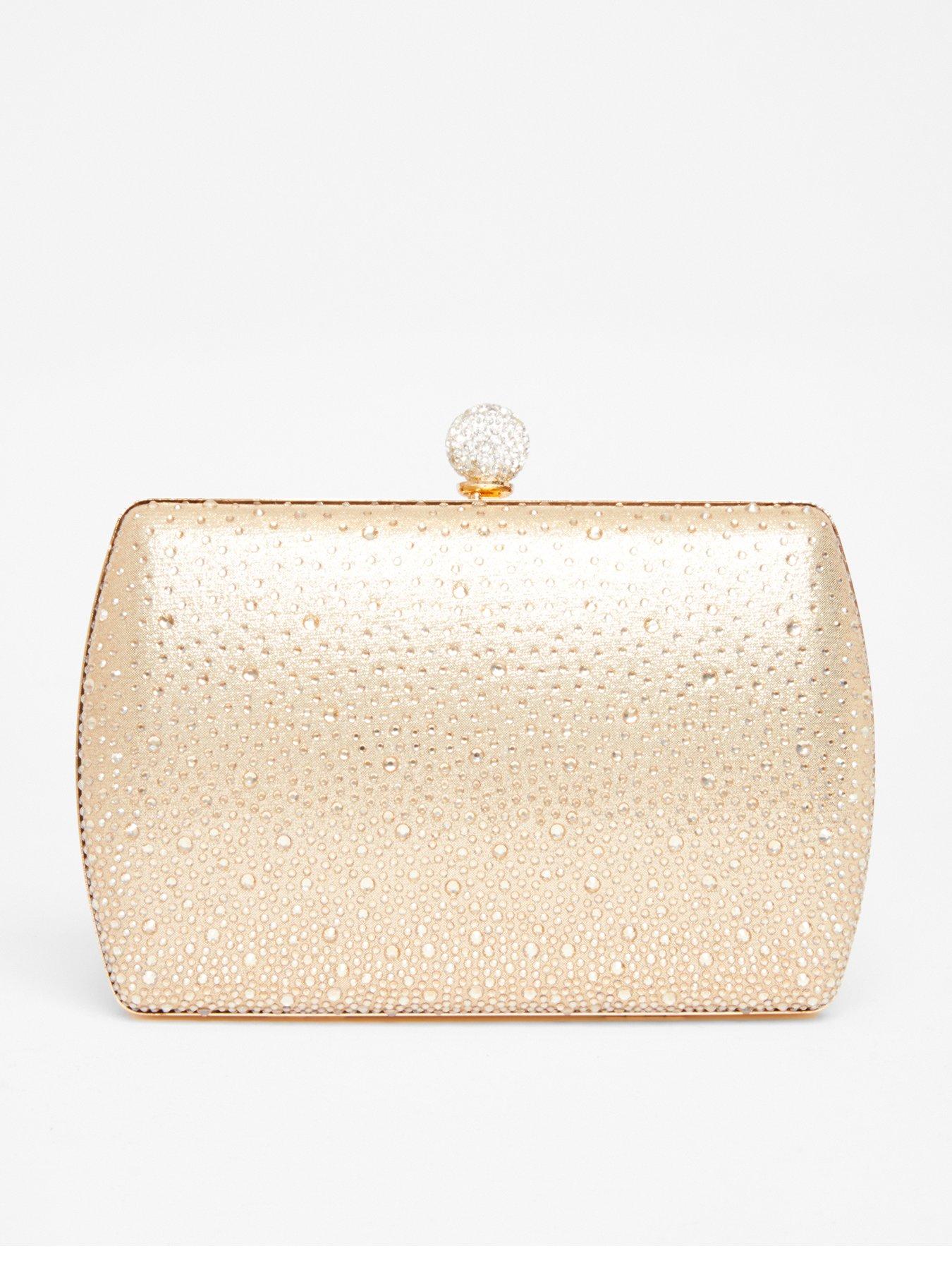 undefined Gold Diamante Twist Handle Bag