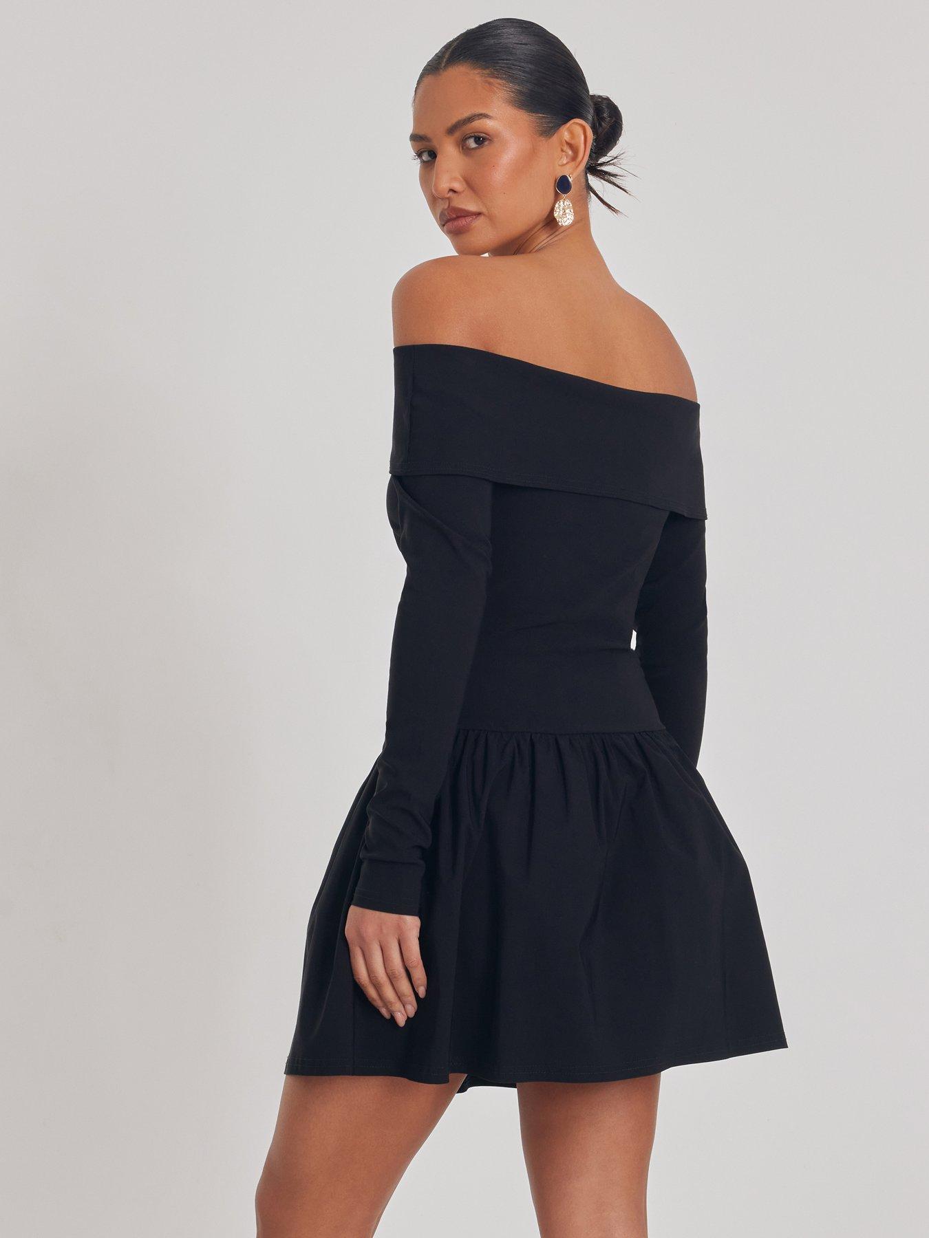 bardot skater dress YOURS LONDON Plus Size Navy Blue Bow Bardot Skater Dress