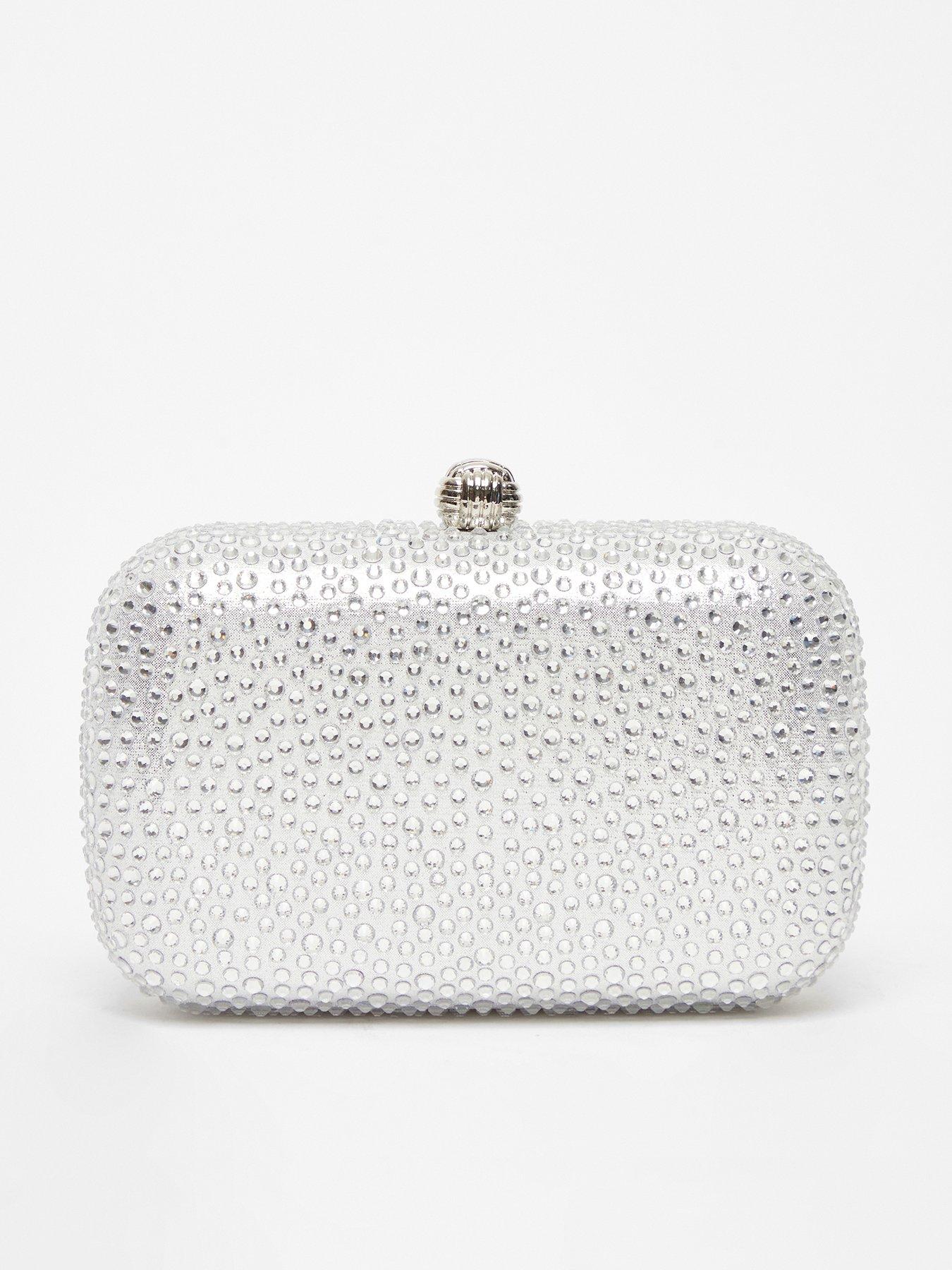 Image 1 of 4 of Quiz Silver Embellished Box Bag