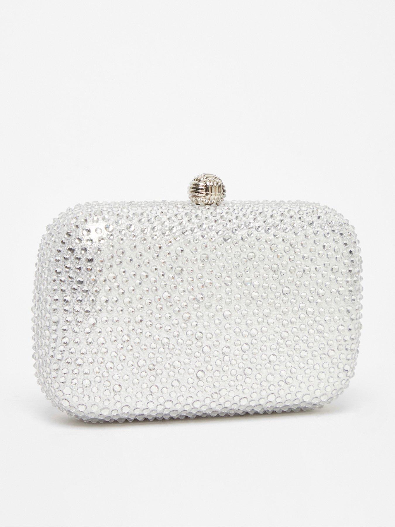 Image 2 of 4 of Quiz Silver Embellished Box Bag