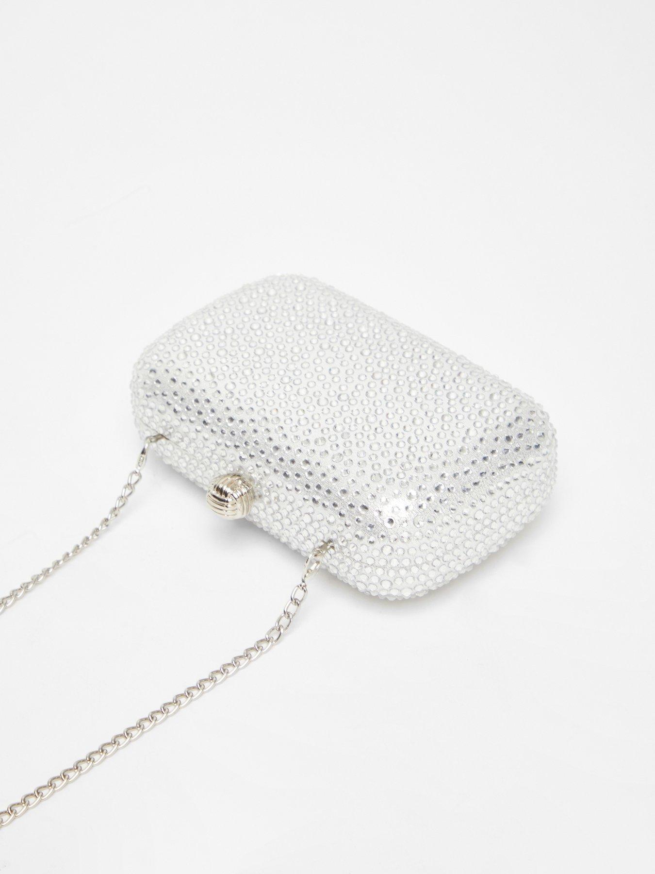 Image 3 of 4 of Quiz Silver Embellished Box Bag