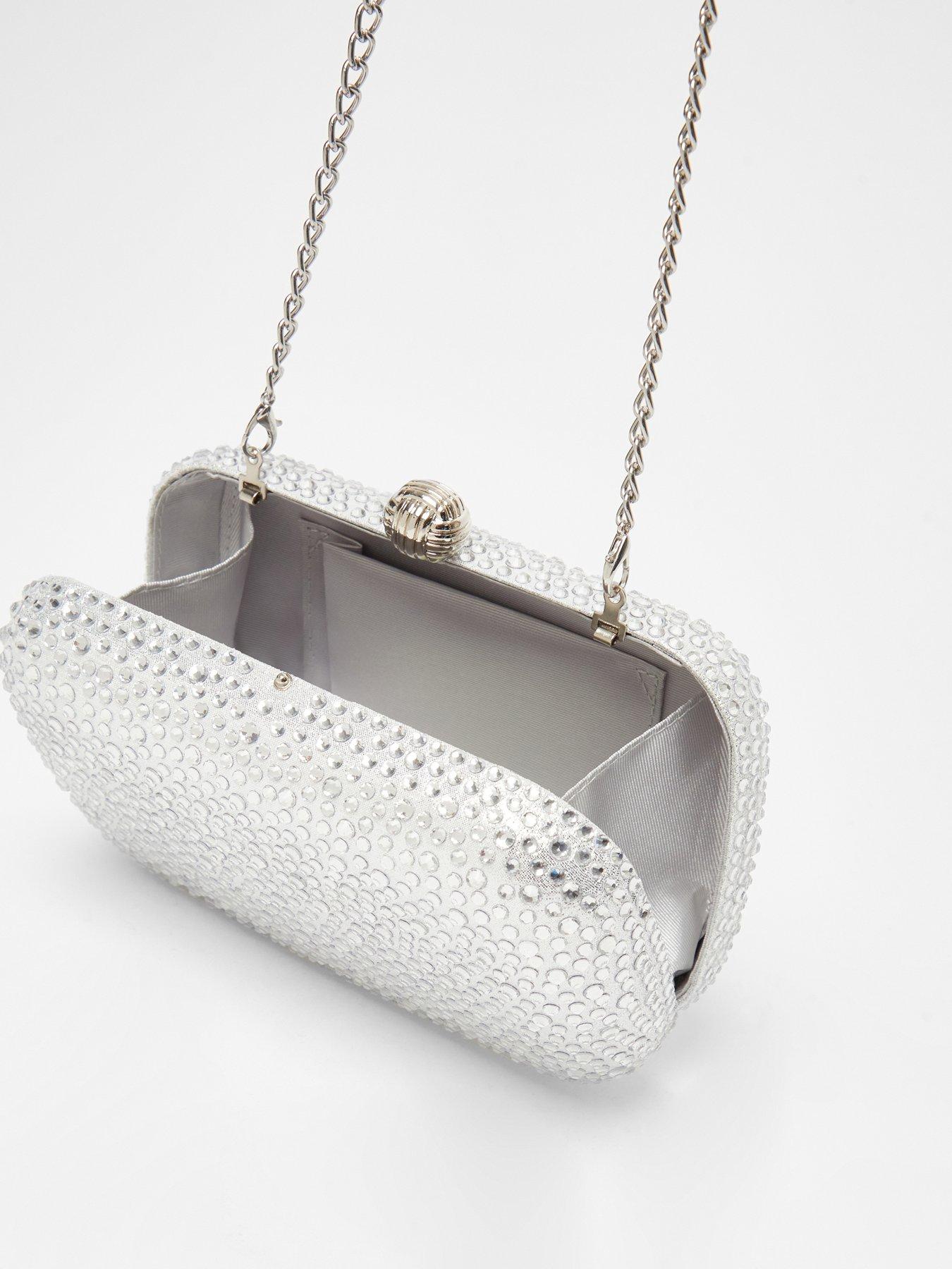 Image 4 of 4 of Quiz Silver Embellished Box Bag