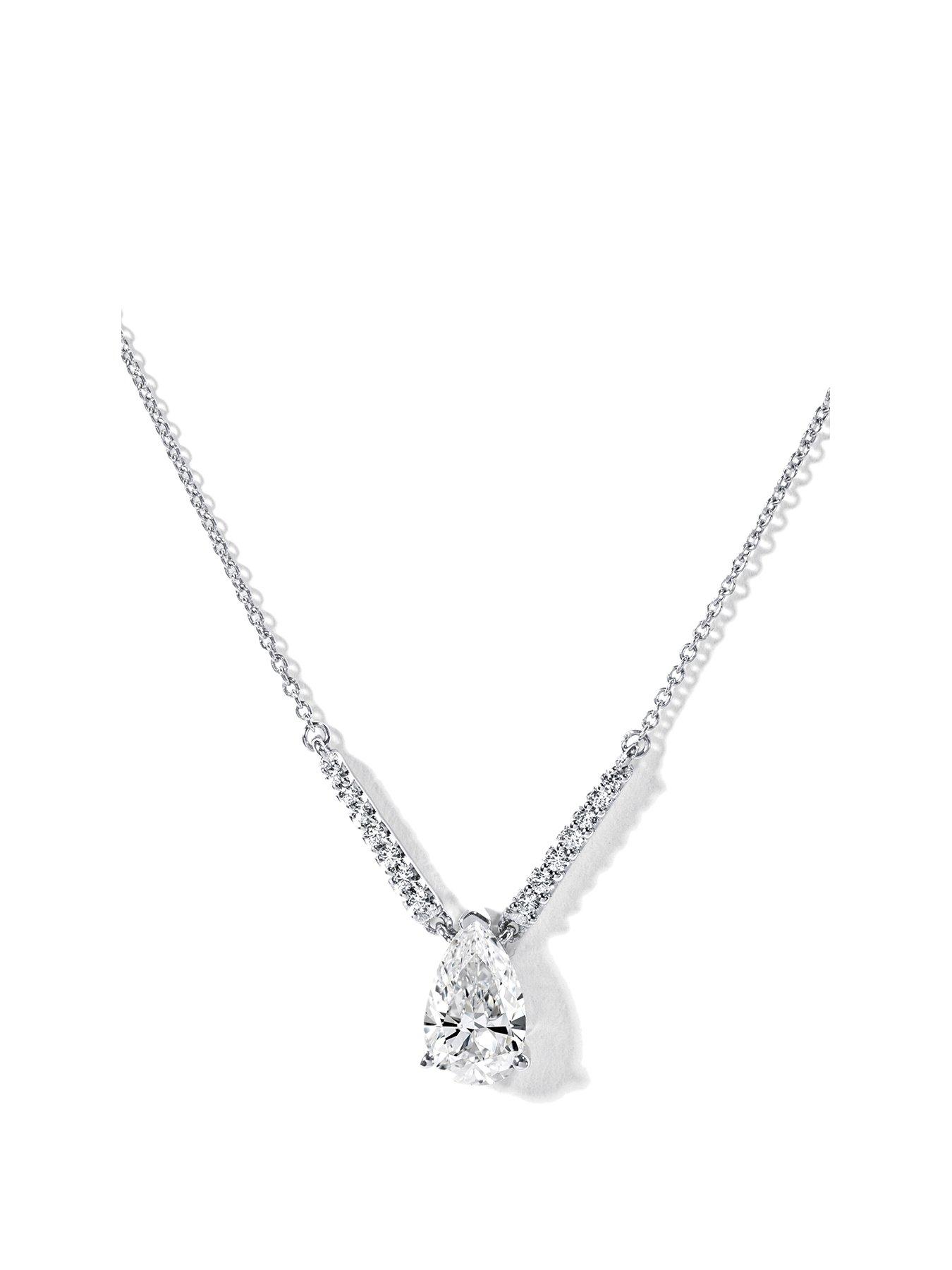 undefined Cali 9ct  White Gold 1.10ct tw Pear Lab Grown Diamond Necklace 18 Inches