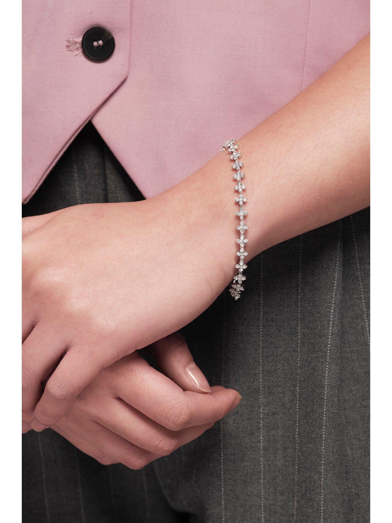 Image 2 of 4 of Created Brilliance Victoria 9ct White Gold 3ct tw Lab Grown Flower Bracelet
