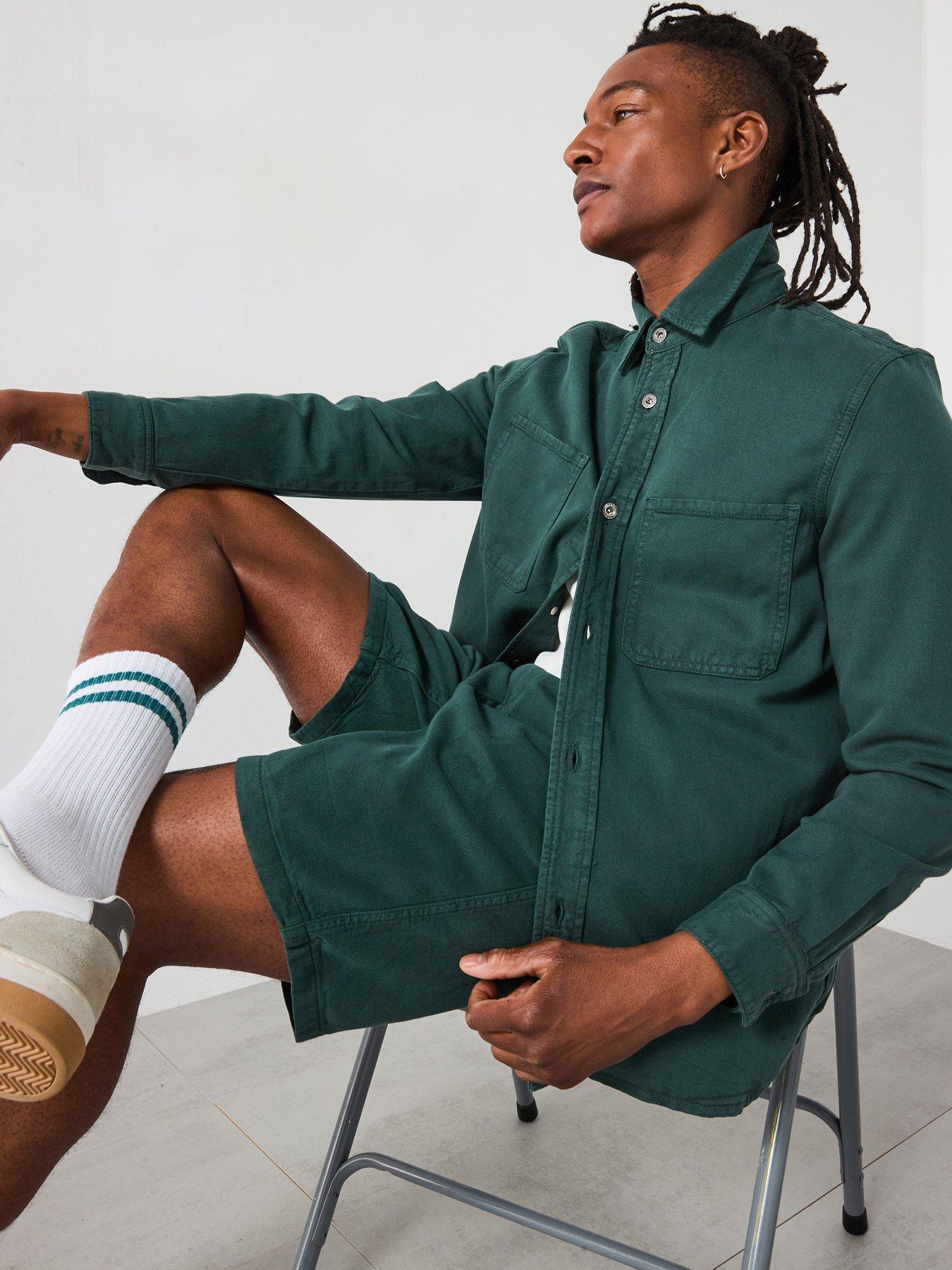 undefined Jay Twill Casual Overshirt - Dark Green