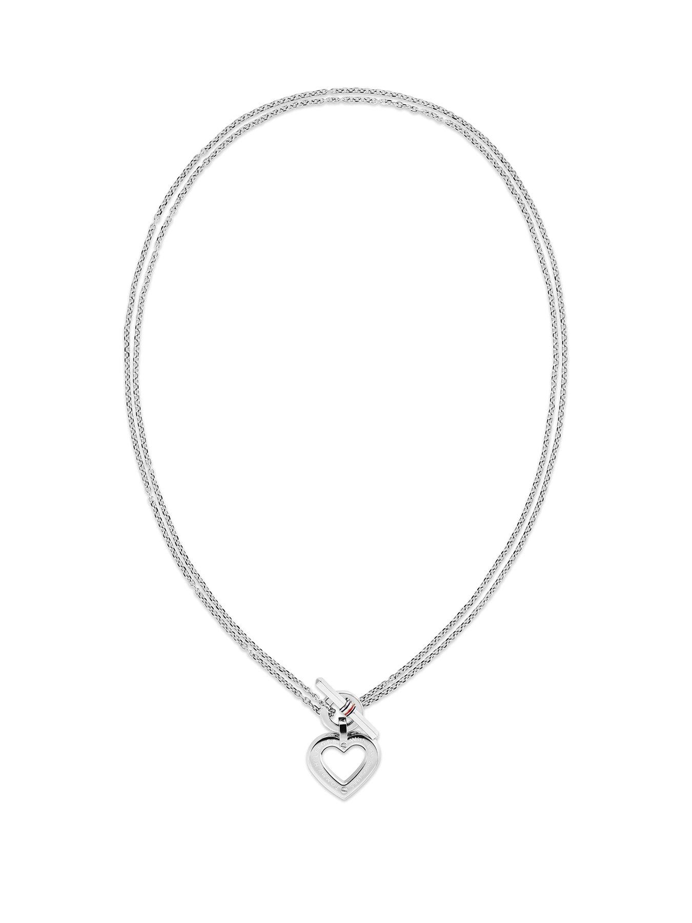 Image 1 of 4 of Tommy Hilfiger Toggle Heart Ladies Necklace Silver
