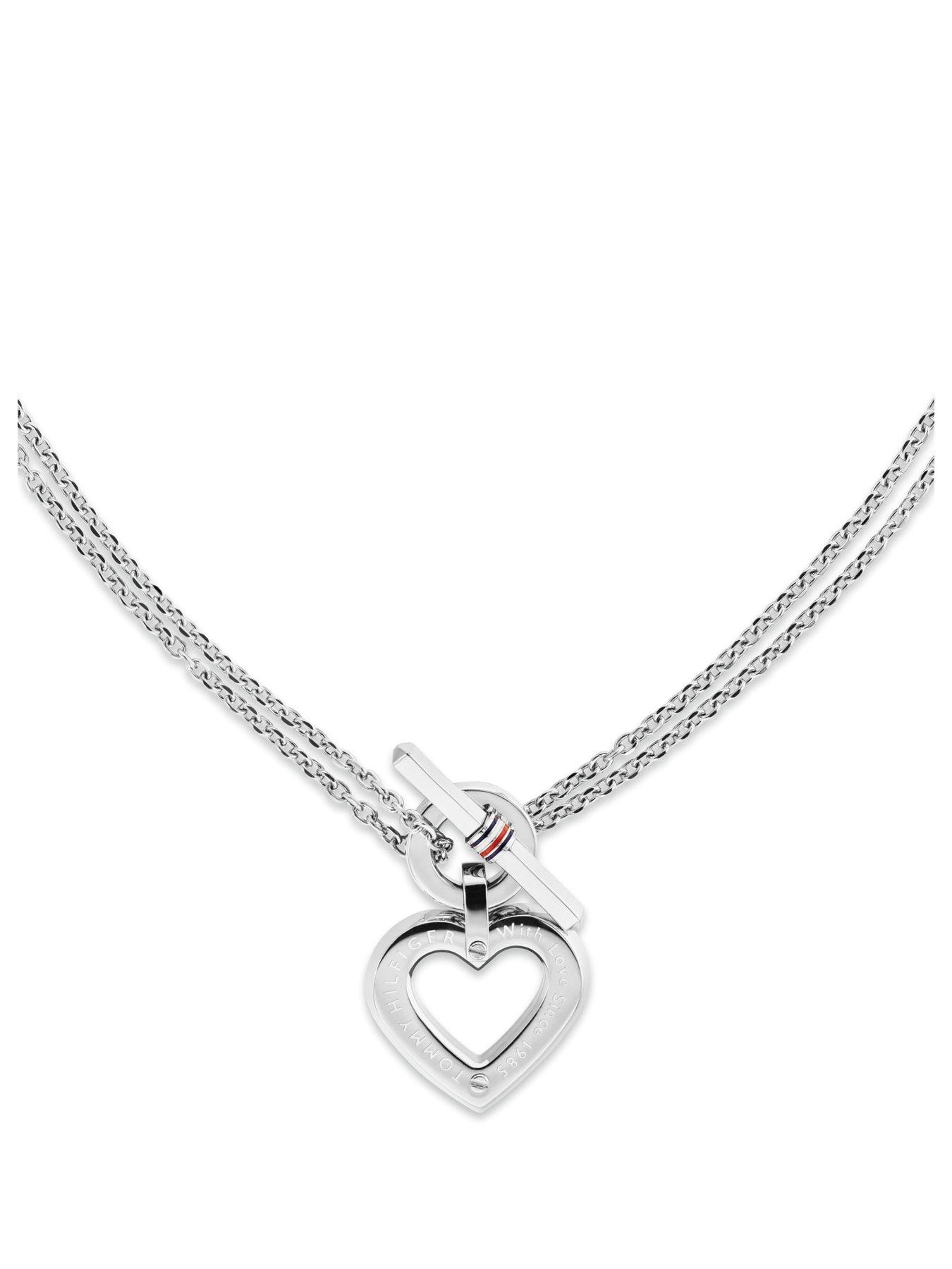 Image 2 of 4 of Tommy Hilfiger Toggle Heart Ladies Necklace Silver