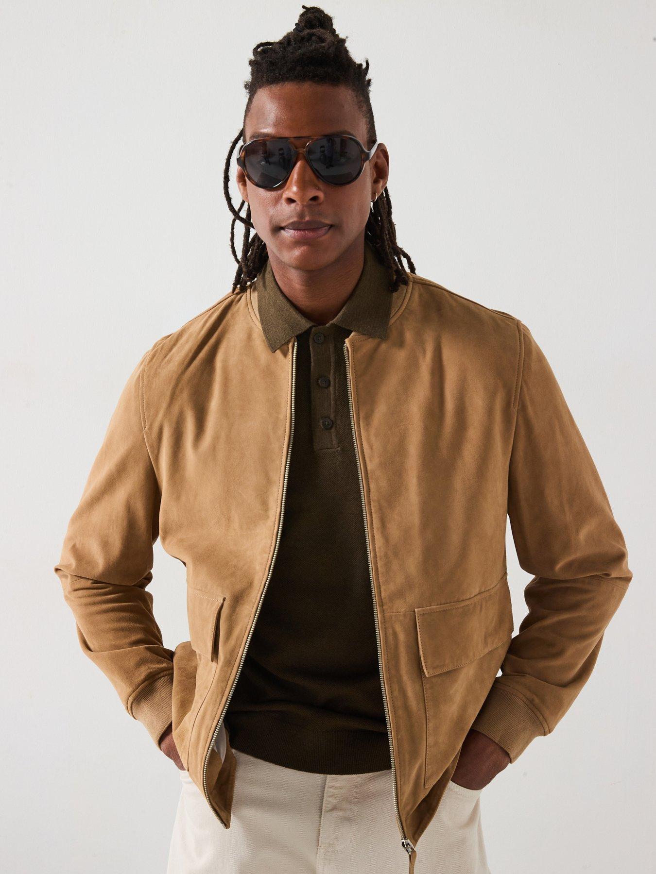Mango Andrea Smart Suede Leather Jacket Beige Very