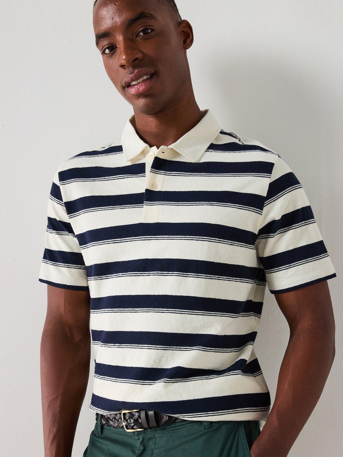 undefined Eliot Casual Striped Polo Shirt - Navy