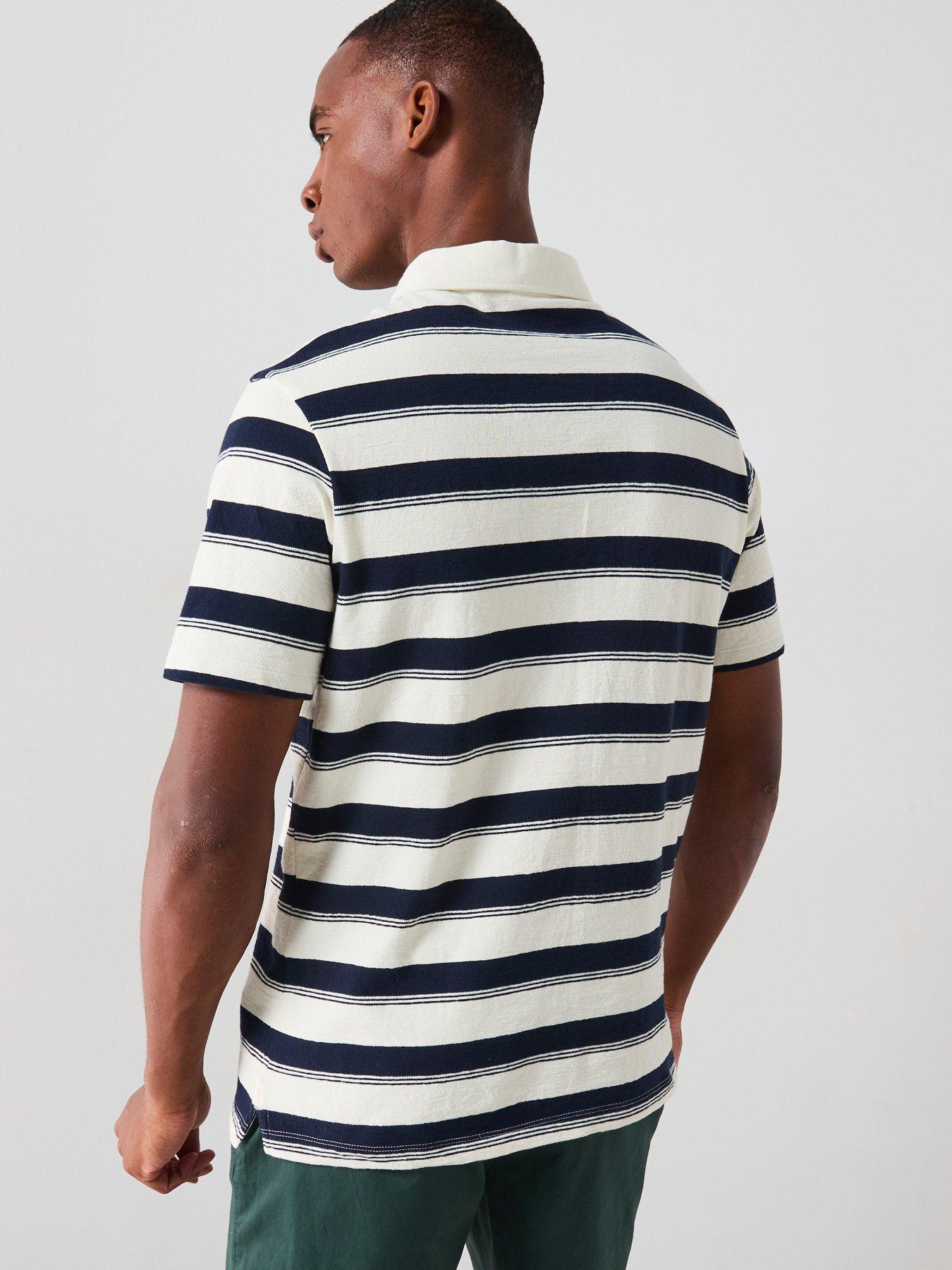 Image 2 of 6 of Mango Eliot Casual Striped Polo Shirt - Navy