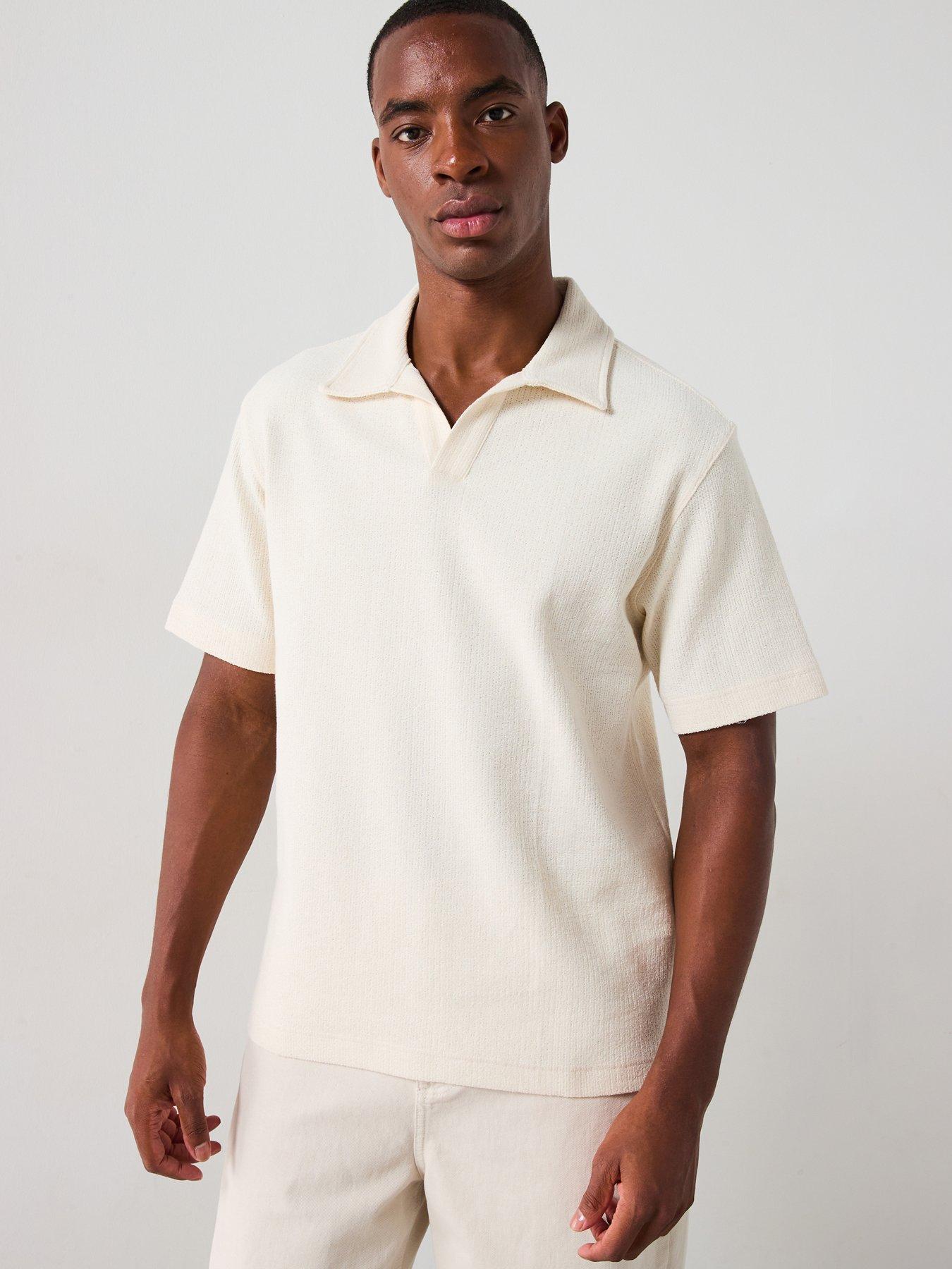 undefined Xavi Casual Textured Open Collar Polo Shirt - Beige