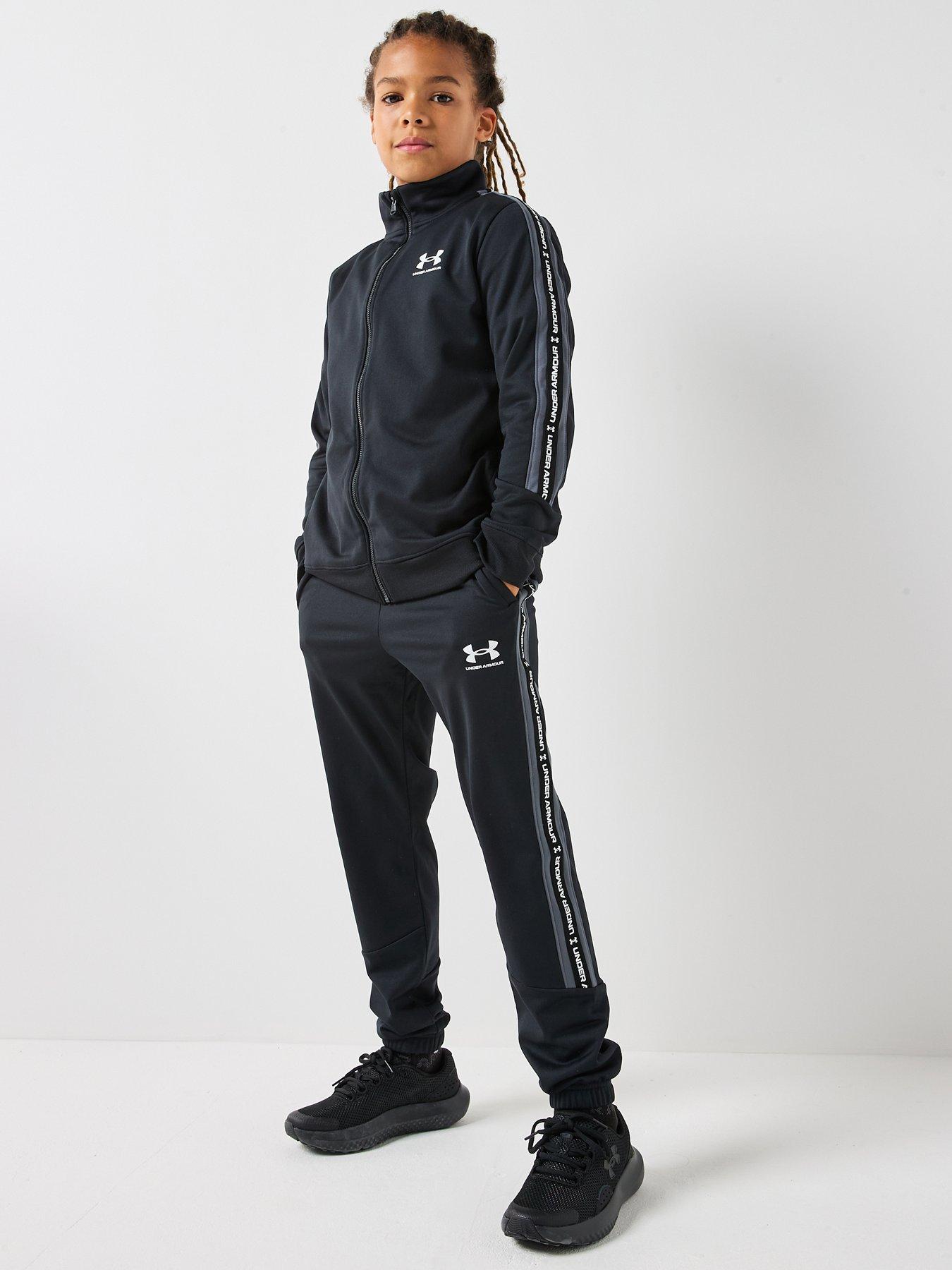 Under Armour Junior Boys Icon Knit Tracksuit - Black - Black / Castlerock / White
