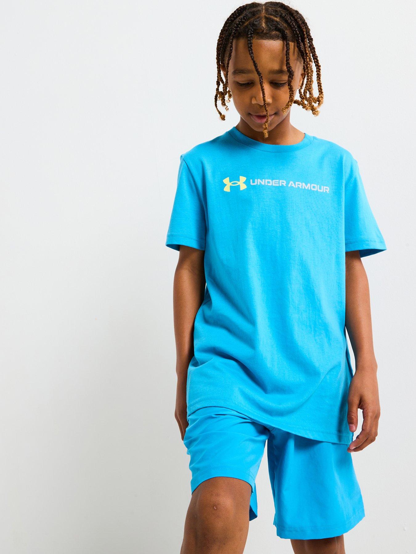 undefined Junior Boys Logo Wordmark T-Shirt - Blue