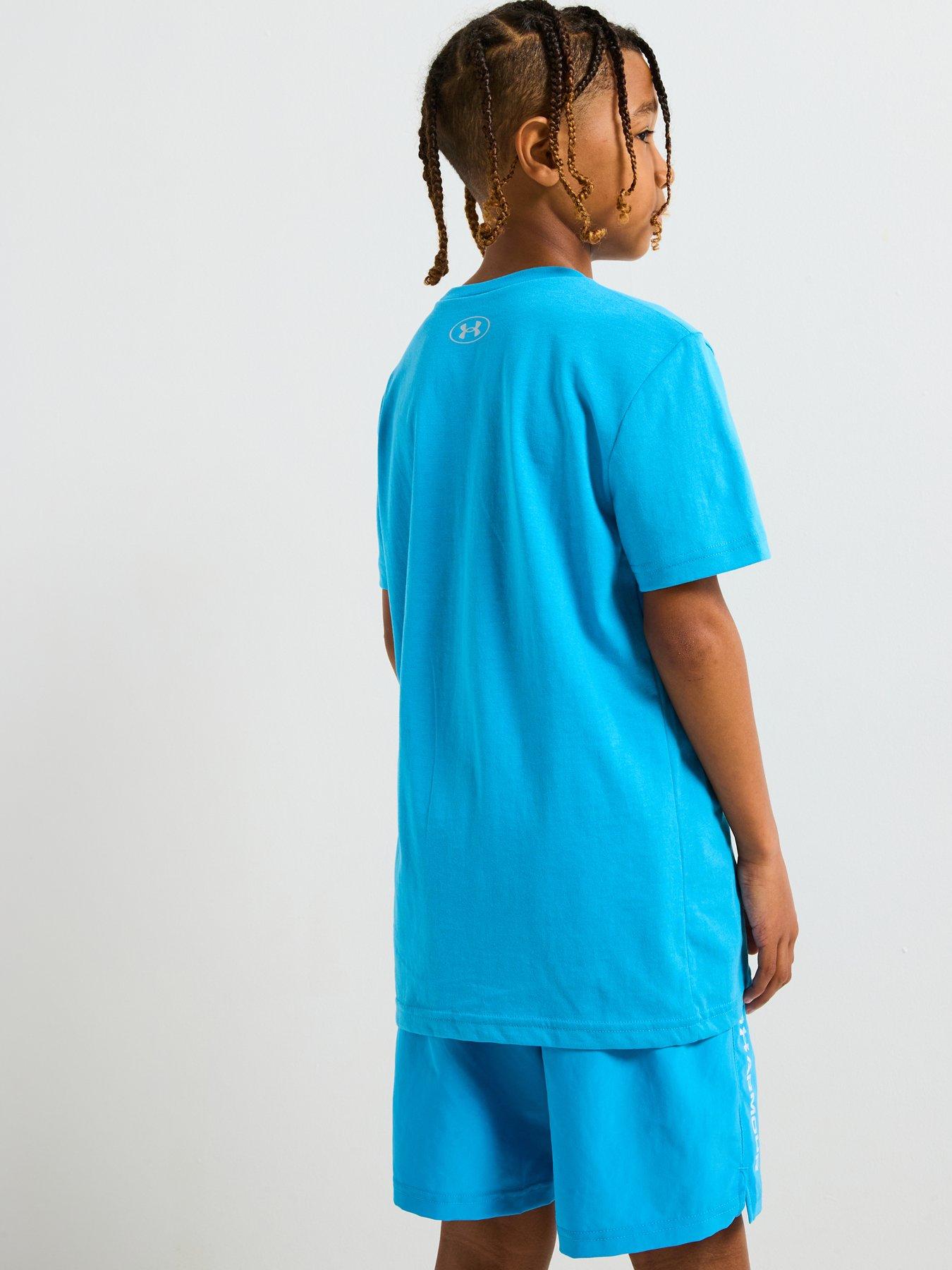 Image 2 of 5 of UNDER ARMOUR Junior Boys Logo Wordmark T-Shirt - Blue