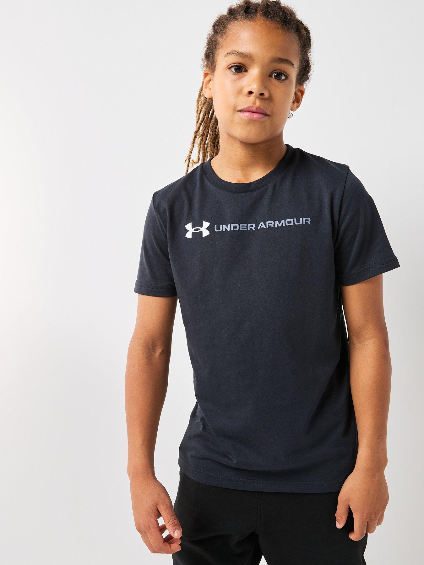 UNDER ARMOUR Junior Boys Logo Wordmark T-Shirt - Black