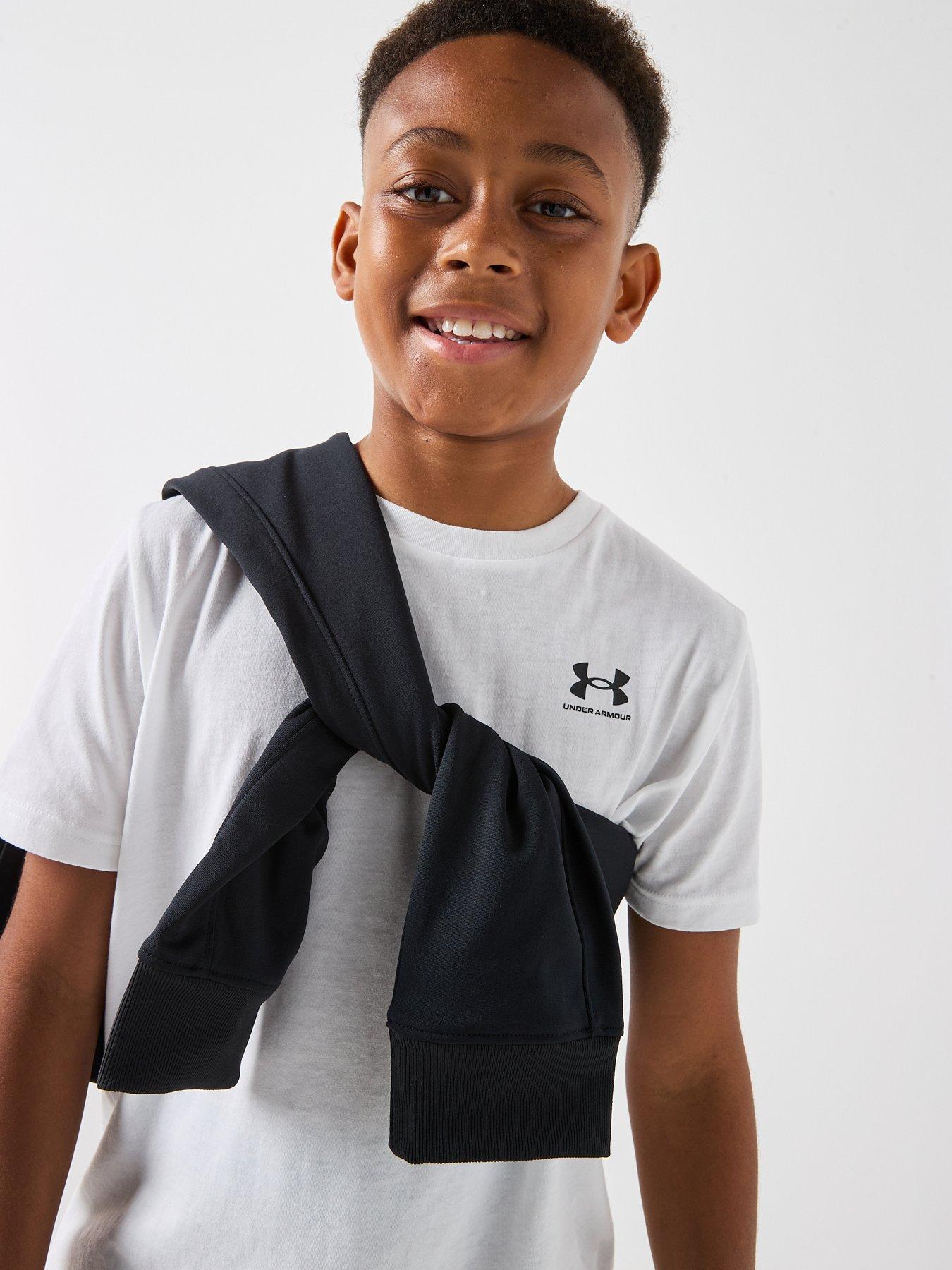 Image 4 of 6 of UNDER ARMOUR Junior Boys Sportstyle Left Chest Logo T-Shirt - White