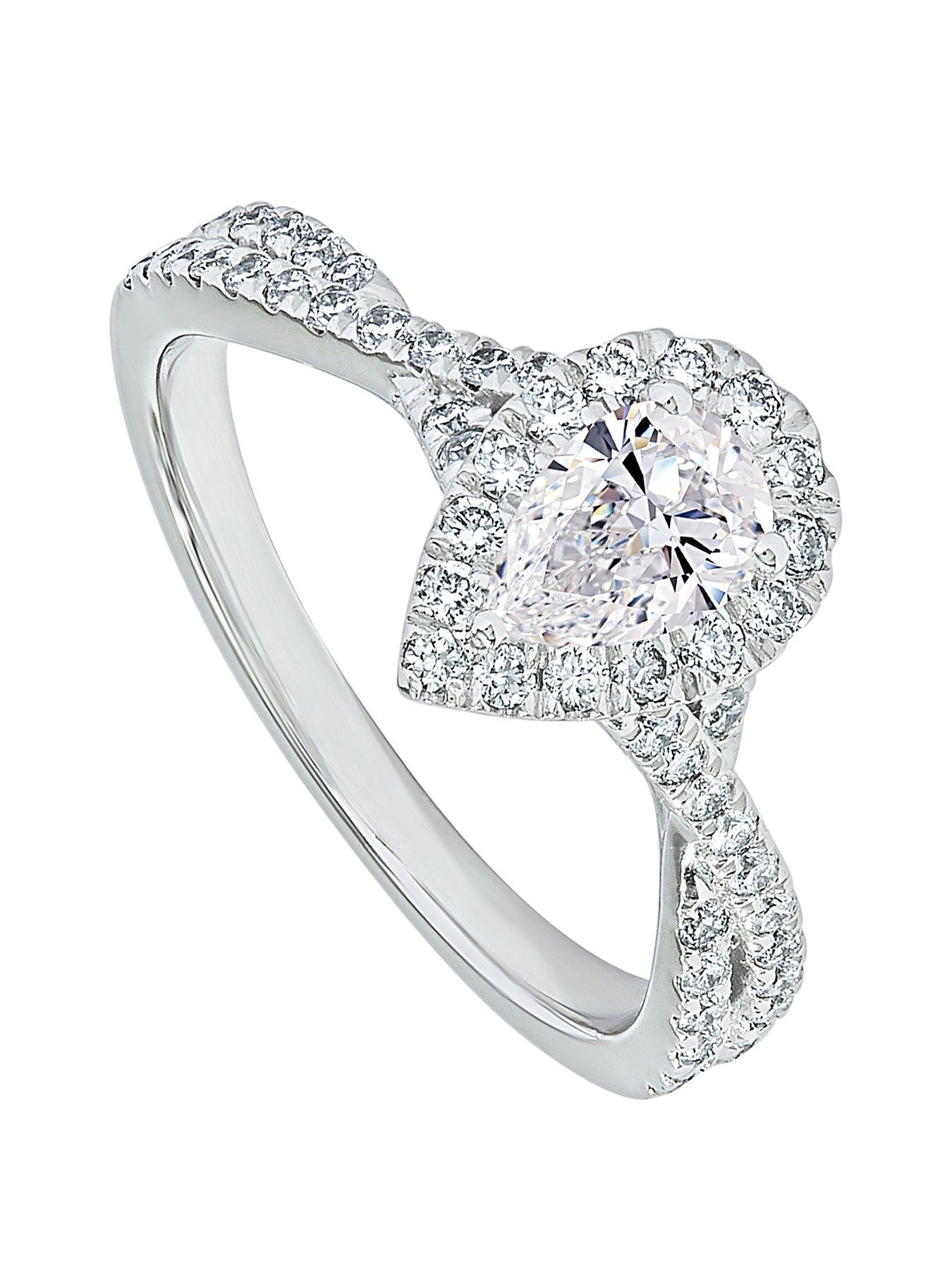 undefined Alice 9ct White Gold 1ct tw Lab Grown Diamond Pear Halo Engagement Ring