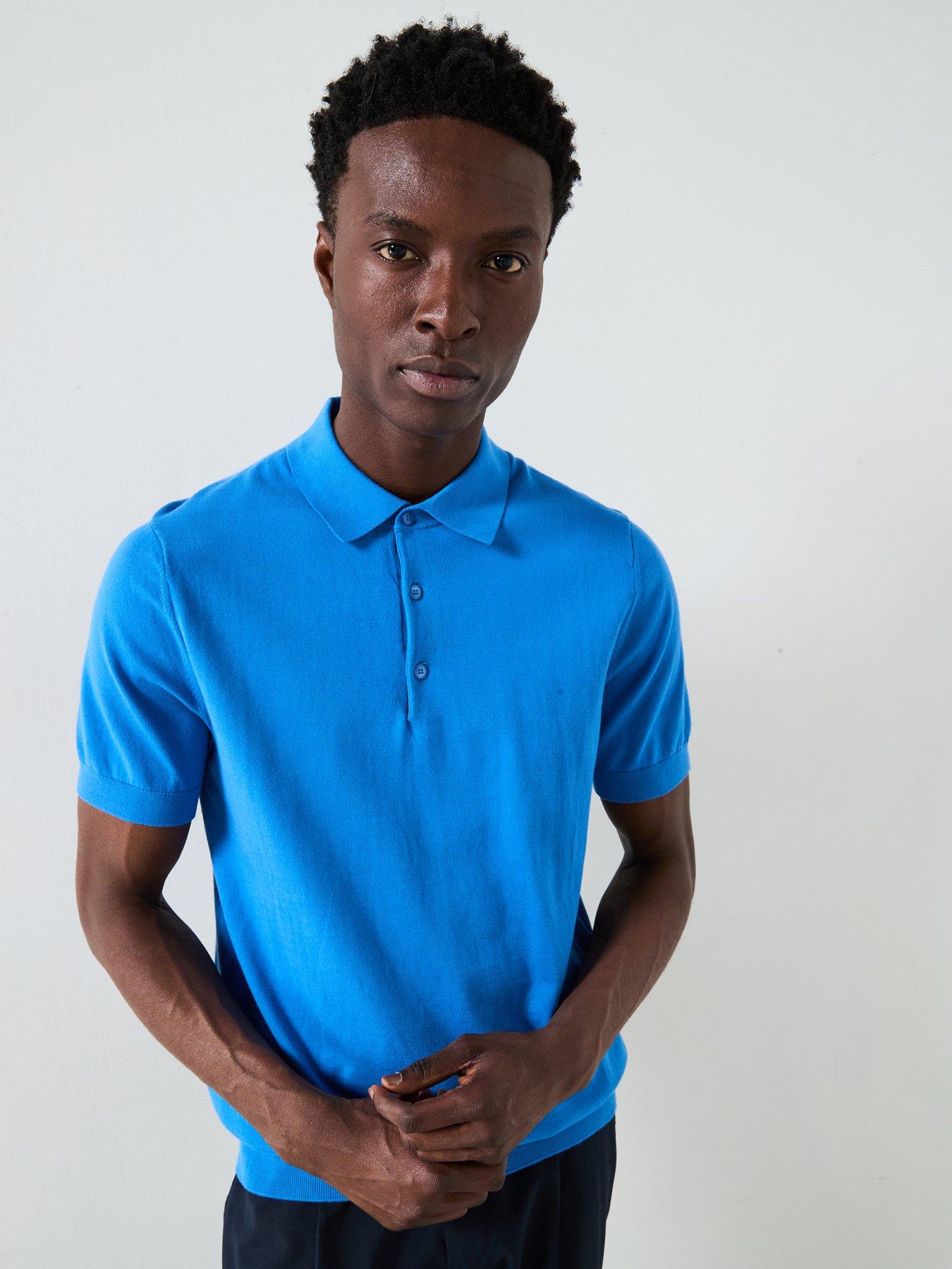 undefined Arranona Short Sleeve Knitted Polo Shirt - Light Blue