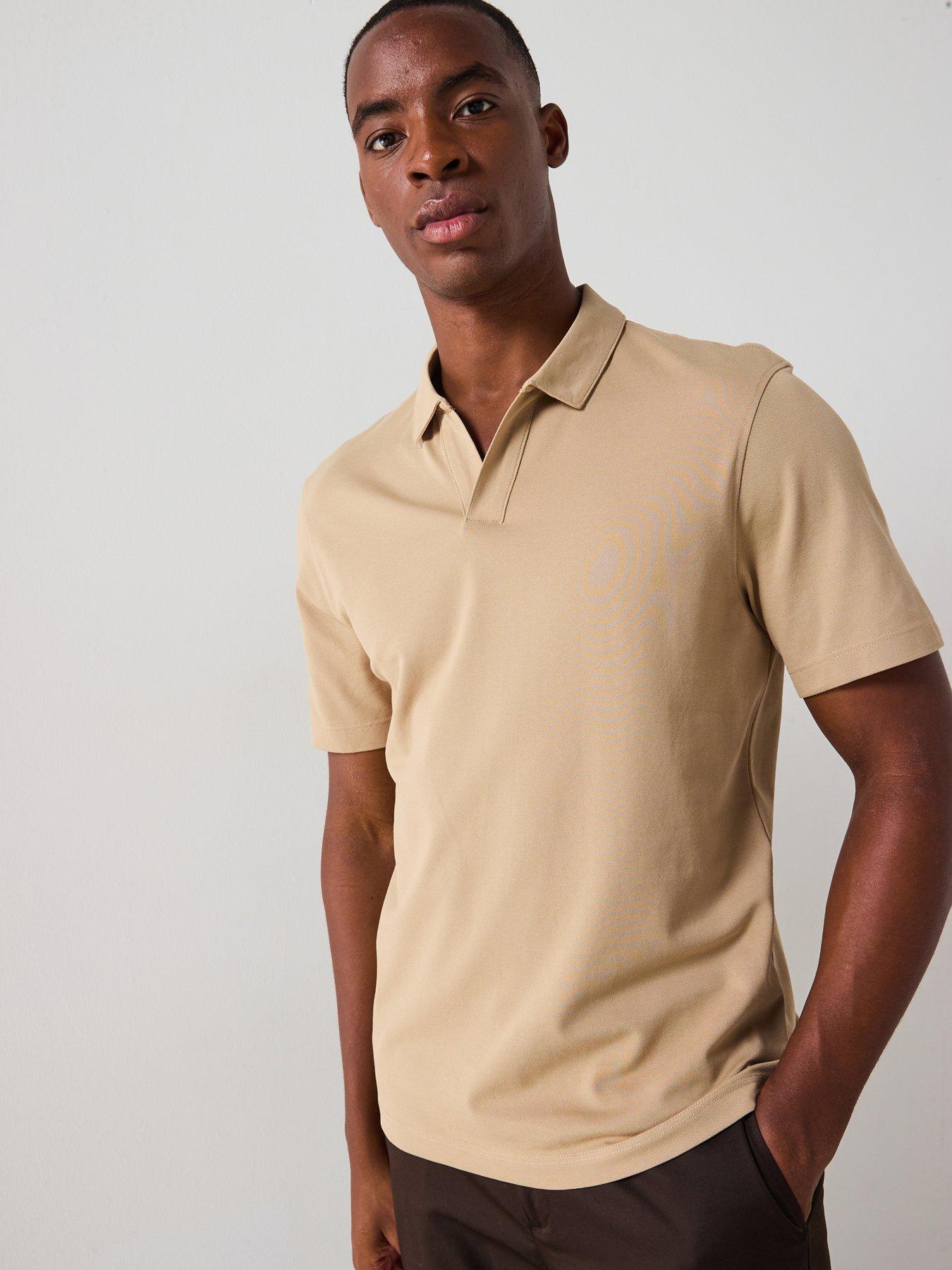 undefined Taga Essentials Open Collar Polo Shirt - Brown