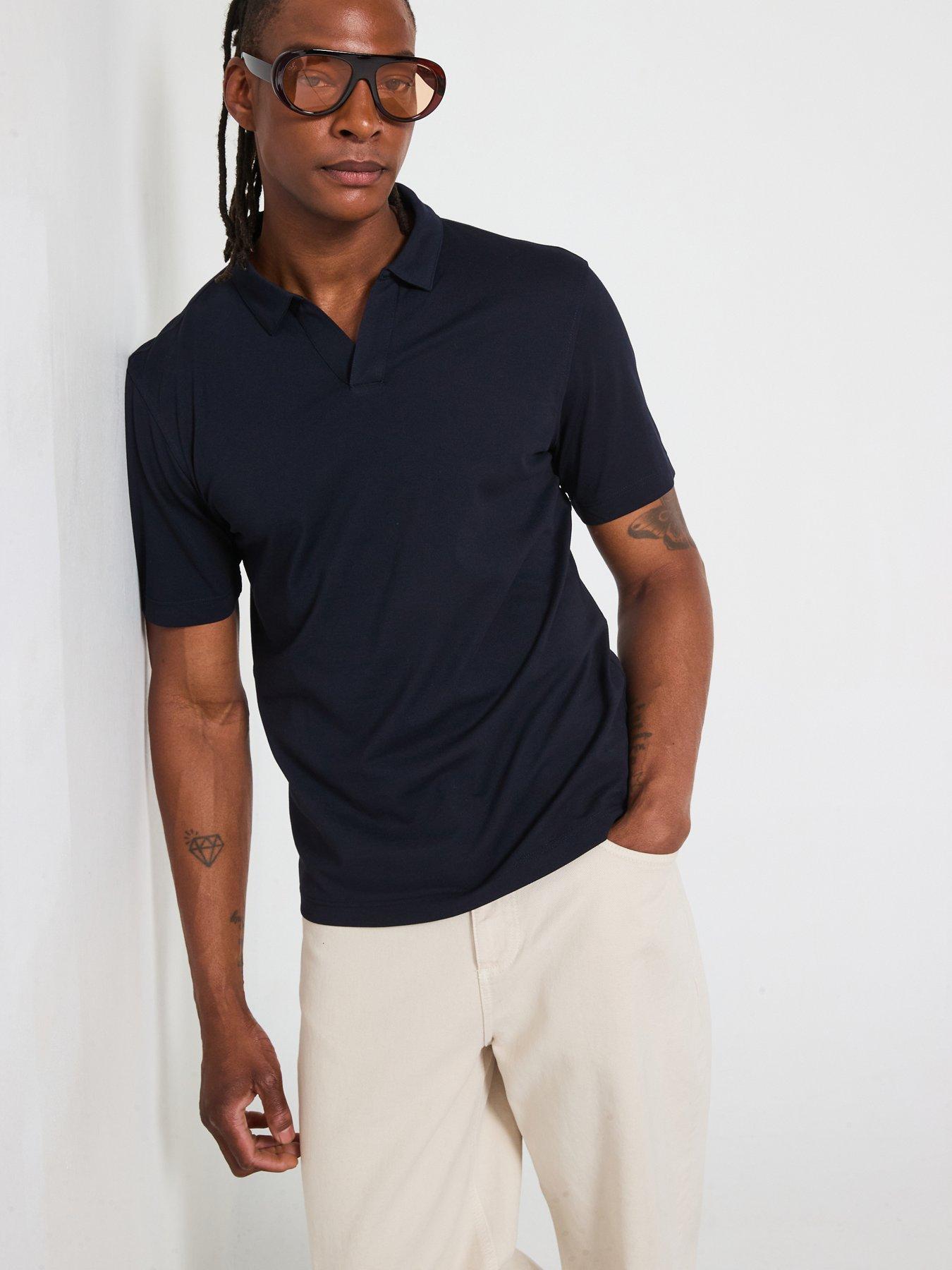 undefined Taga Essentials Open Collar Polo Shirt - Dark Blue