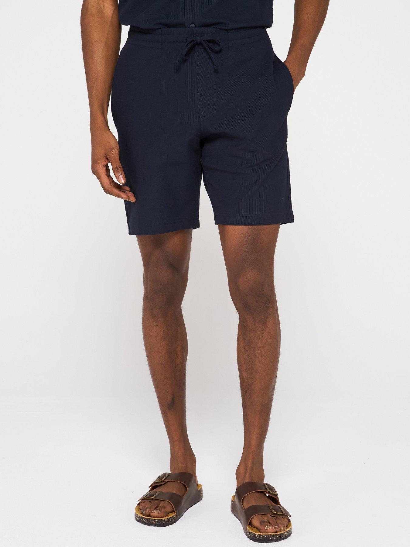undefined Peres Textured Casual Shorts - Navy