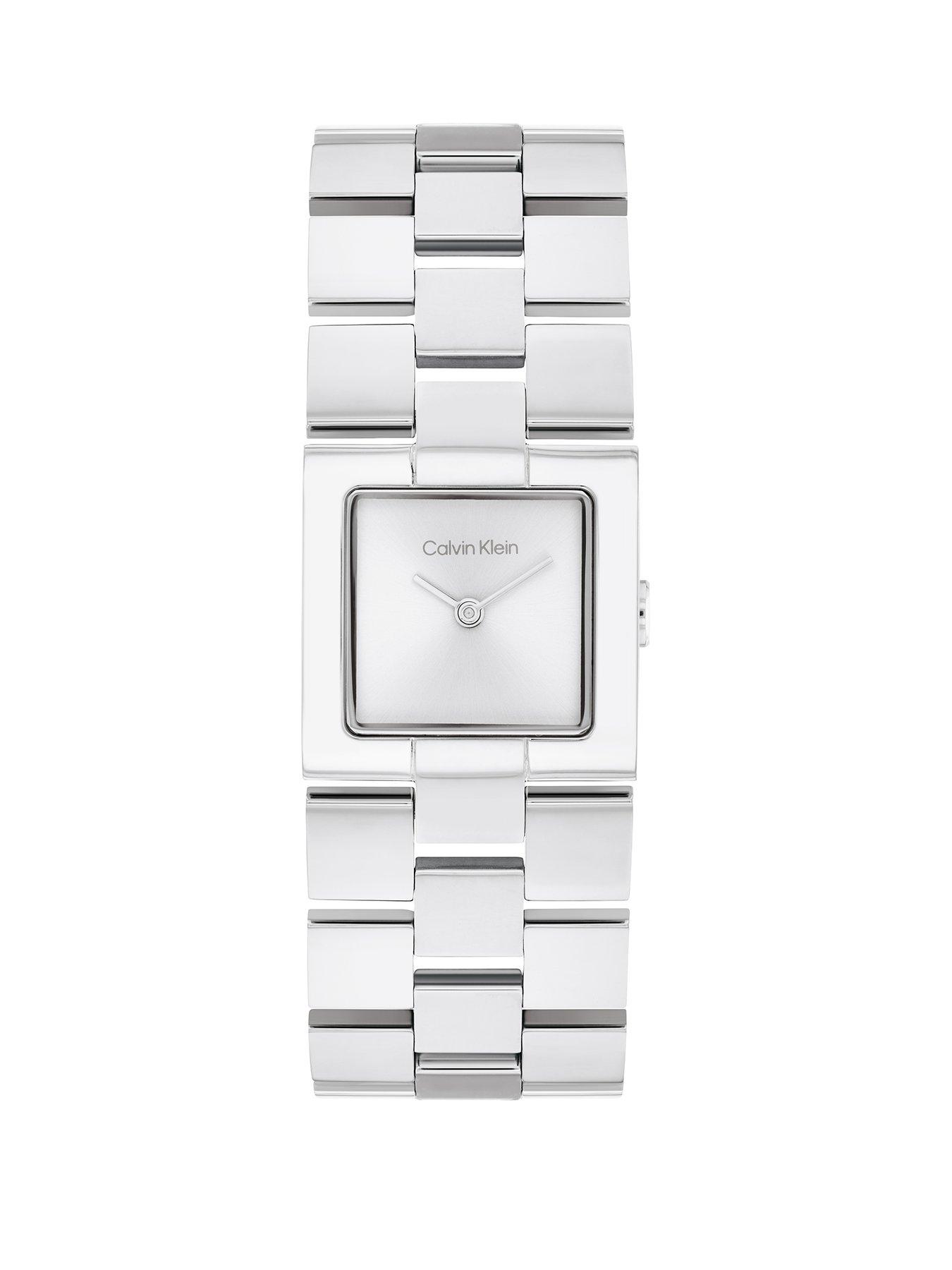 Product photograph of Calvin Klein Ck Meridan Ladies Watch Silver from very.co.uk