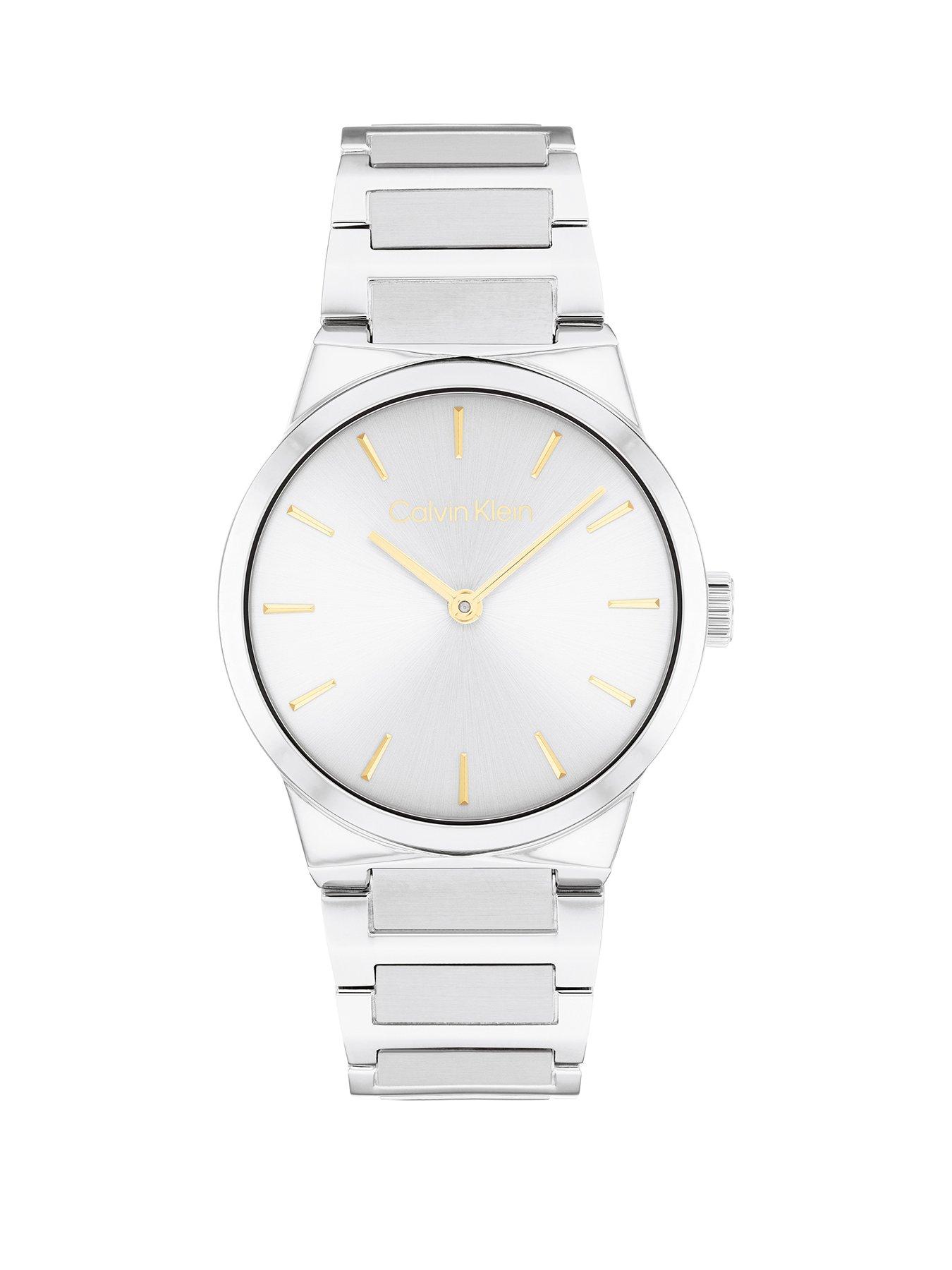 Product photograph of Calvin Klein Ck Linear Elegance Ladies Watch Silver from very.co.uk