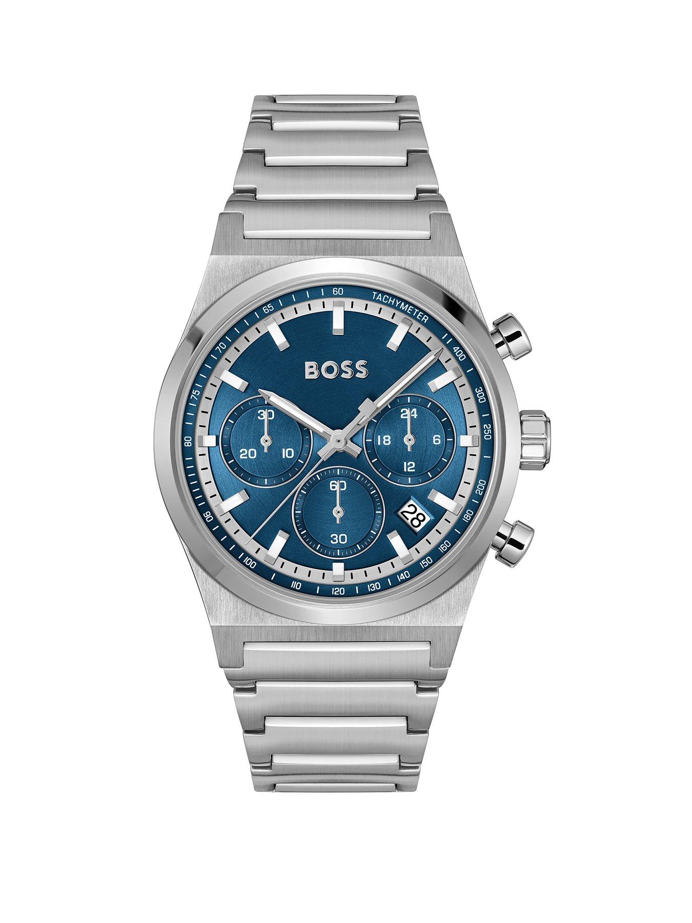 Product photograph of Boss Candor Chrono Men S Watch Blue from very.co.uk