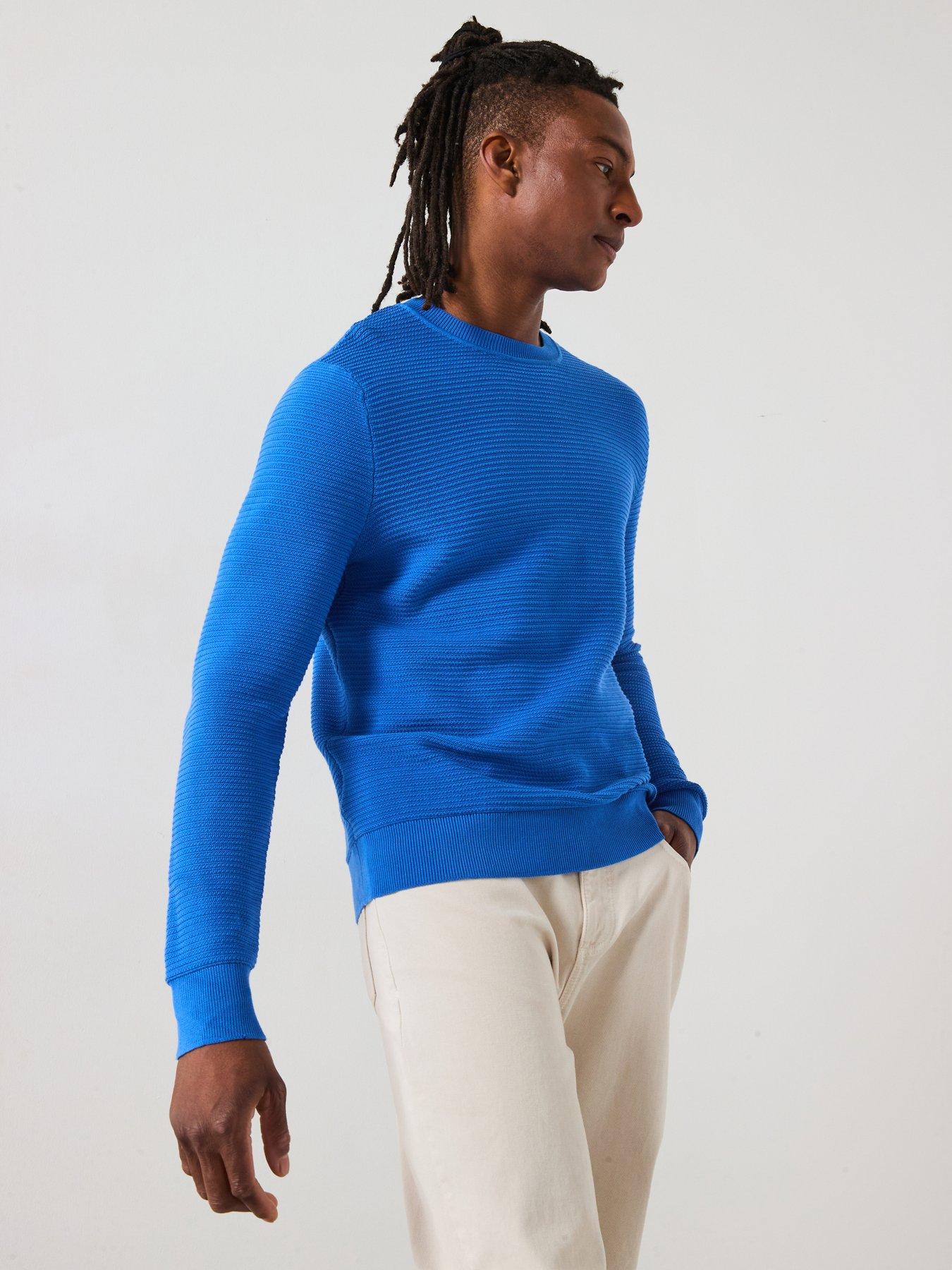 undefined Sala Essentials Textured Crew Neck Long Sleeve Knitted Jumper - Light Blue
