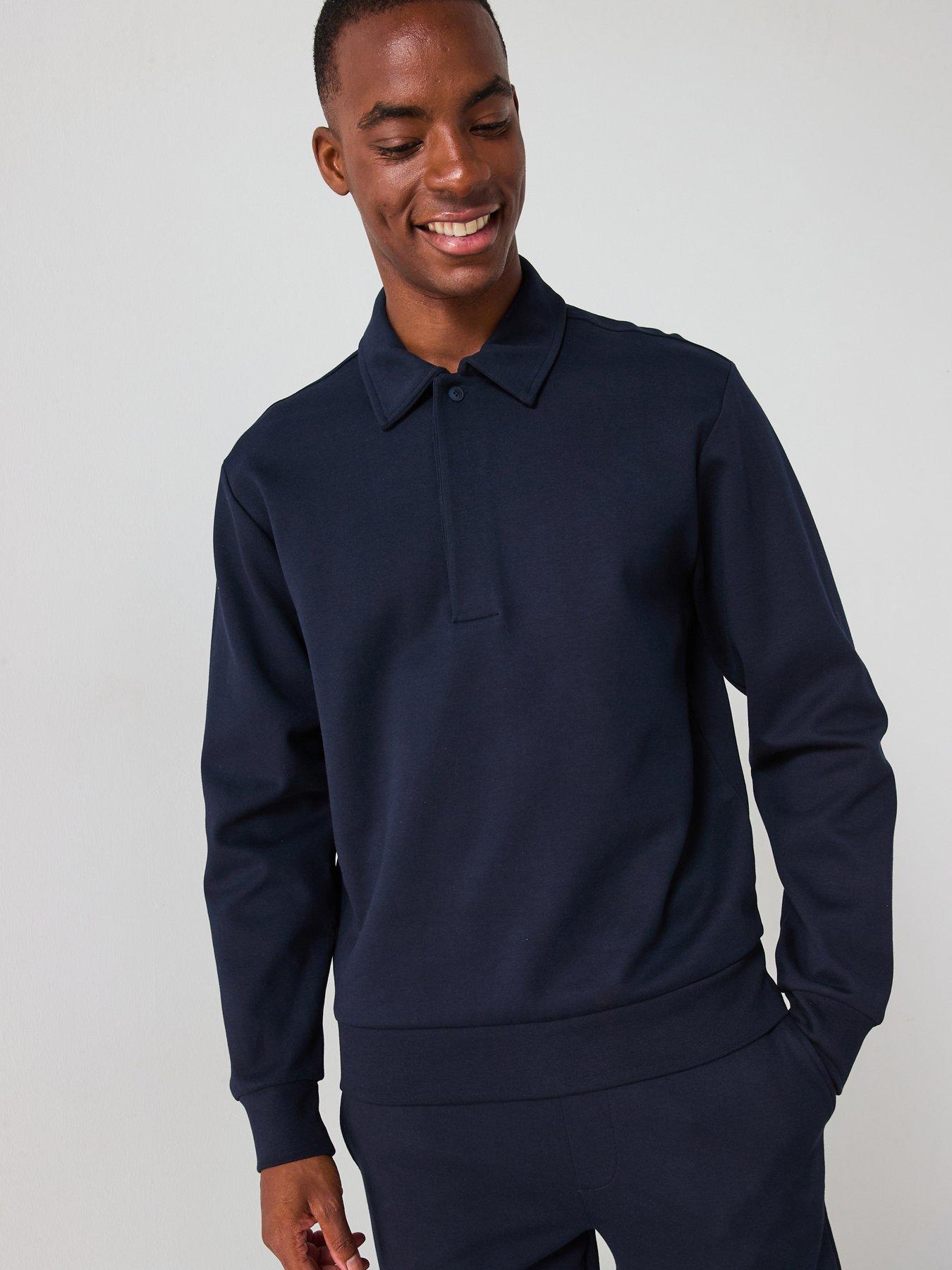 undefined Beach Essentials Button Collar Sweat Top - Navy