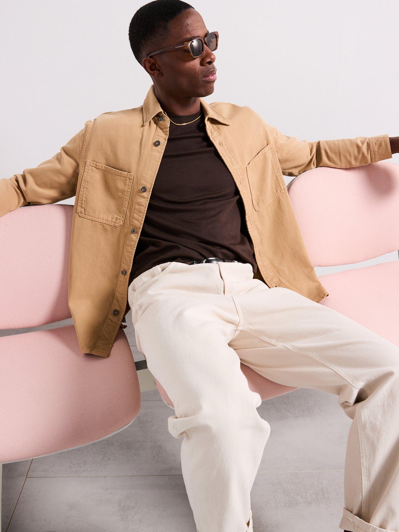 Mango Jay Twill Casual Overshirt Beige Very