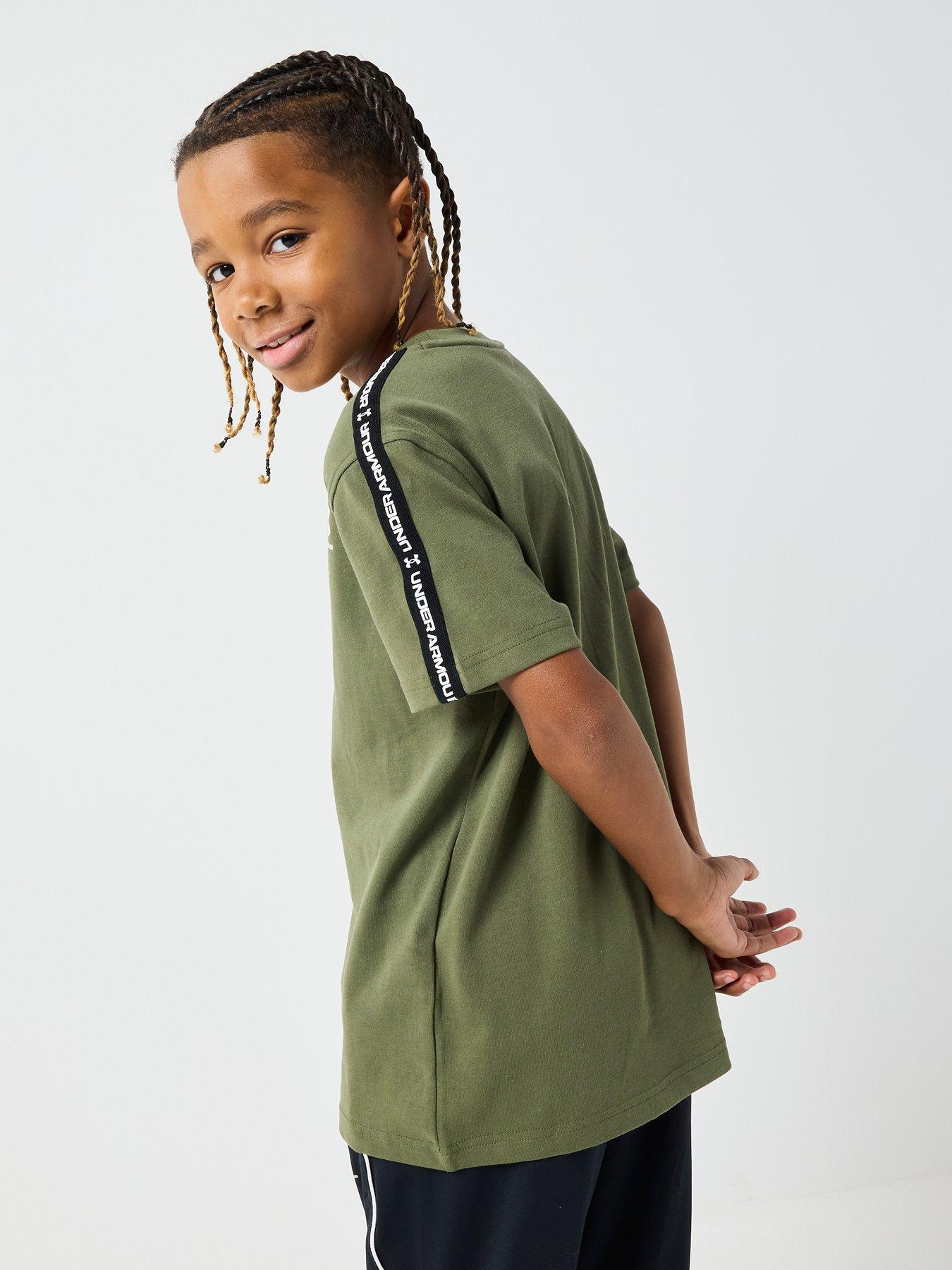 Image 2 of 6 of UNDER ARMOUR Junior Boys Icon Taped T-Shirt - Green