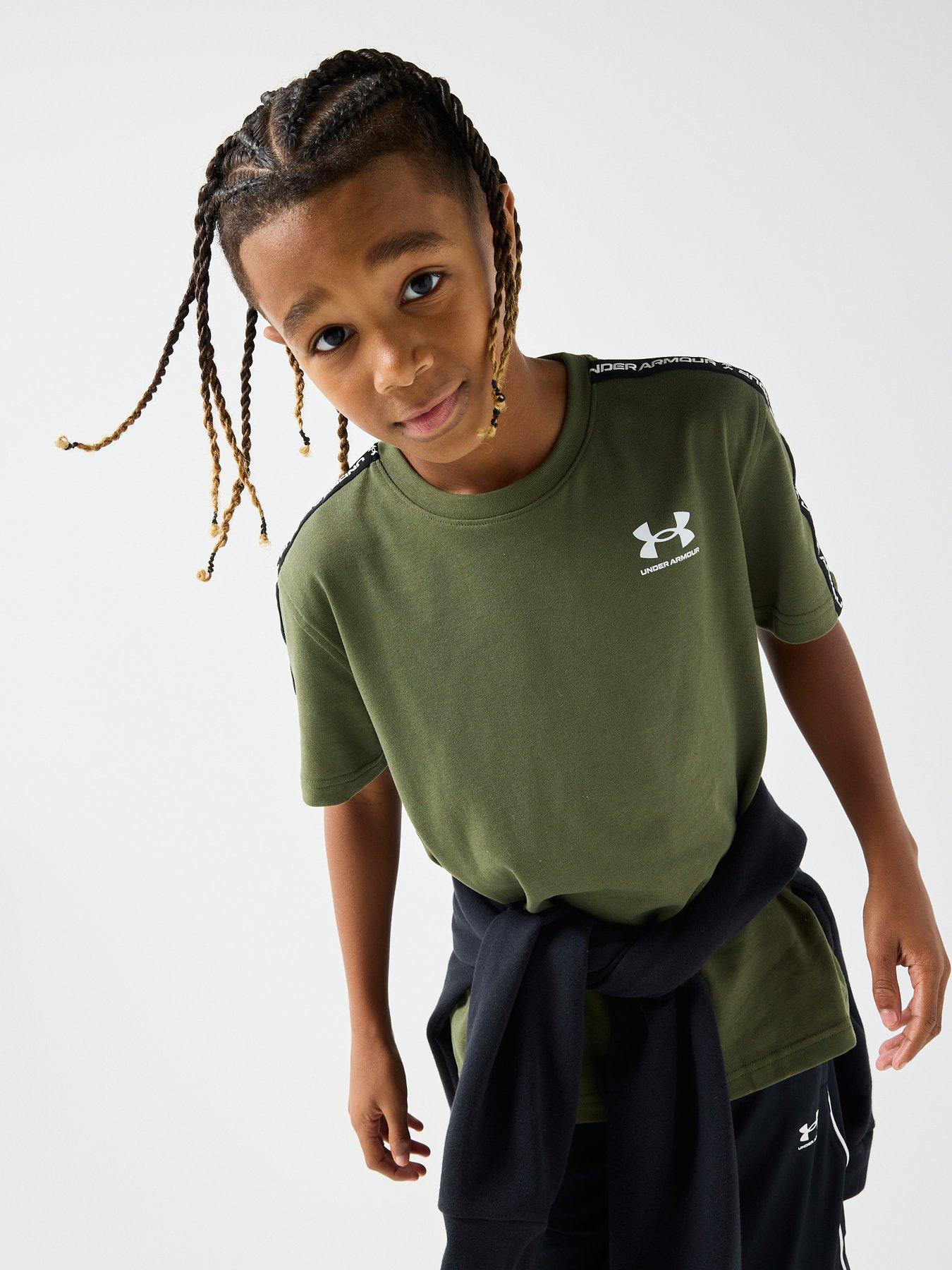 Image 4 of 6 of UNDER ARMOUR Junior Boys Icon Taped T-Shirt - Green