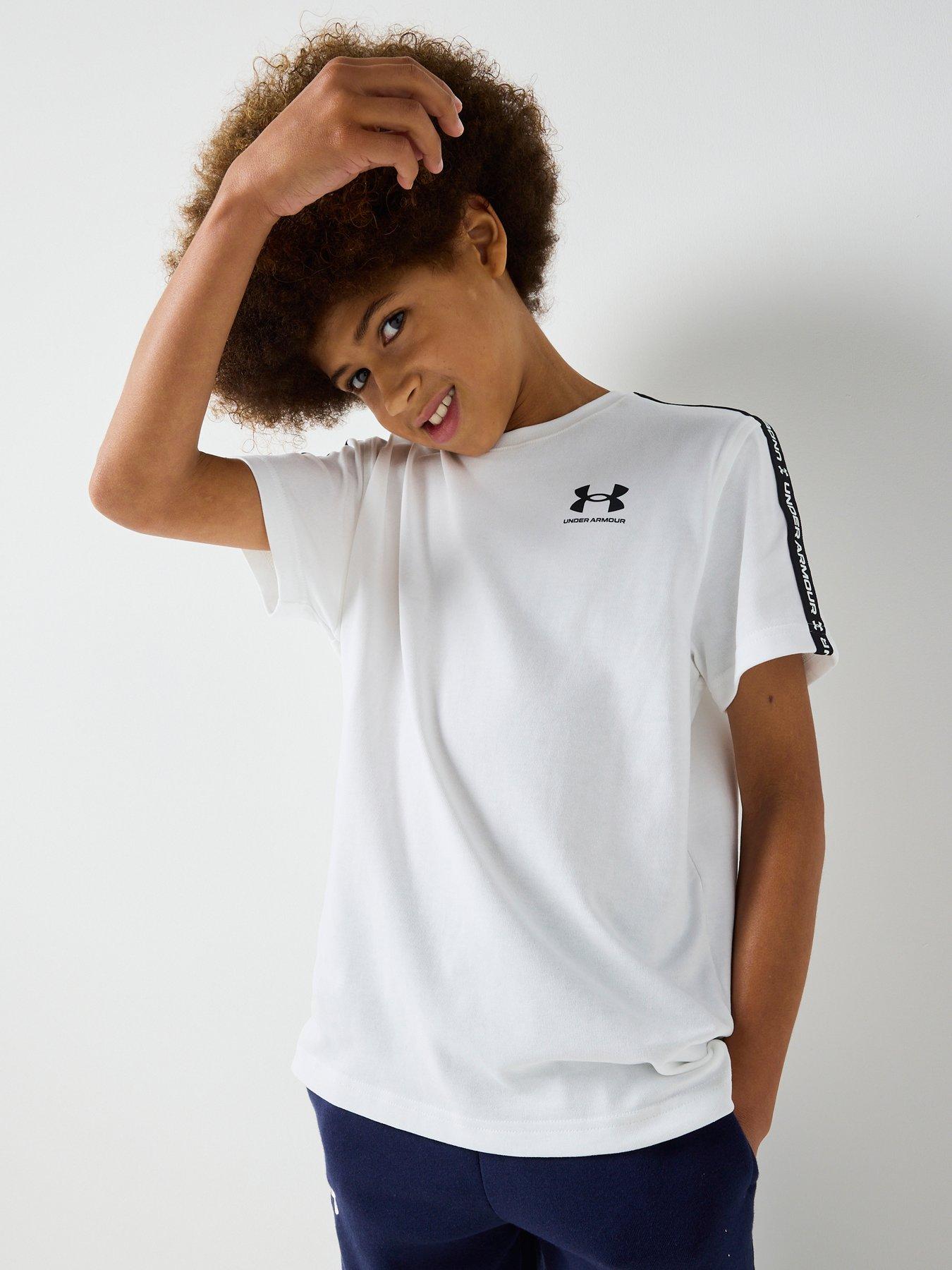 UNDER ARMOUR Junior Boys Icon Taped T-Shirt - White