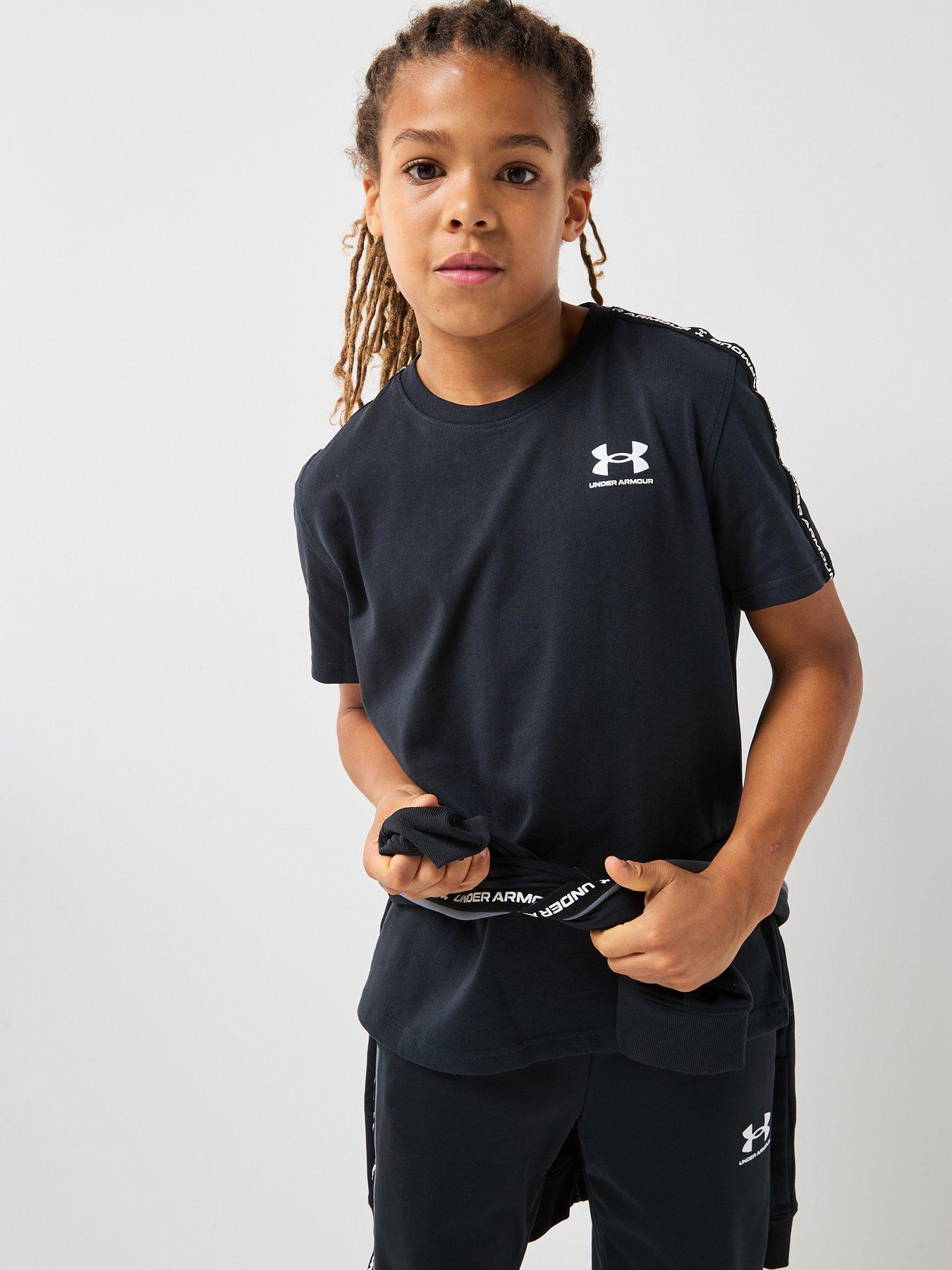 UNDER ARMOUR: Junior Boys Icon Taped T-Shirt - Black