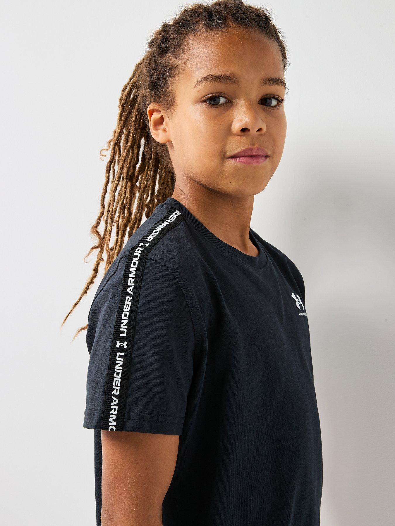 Image 4 of 6 of UNDER ARMOUR Junior Boys Icon Taped T-Shirt - Black